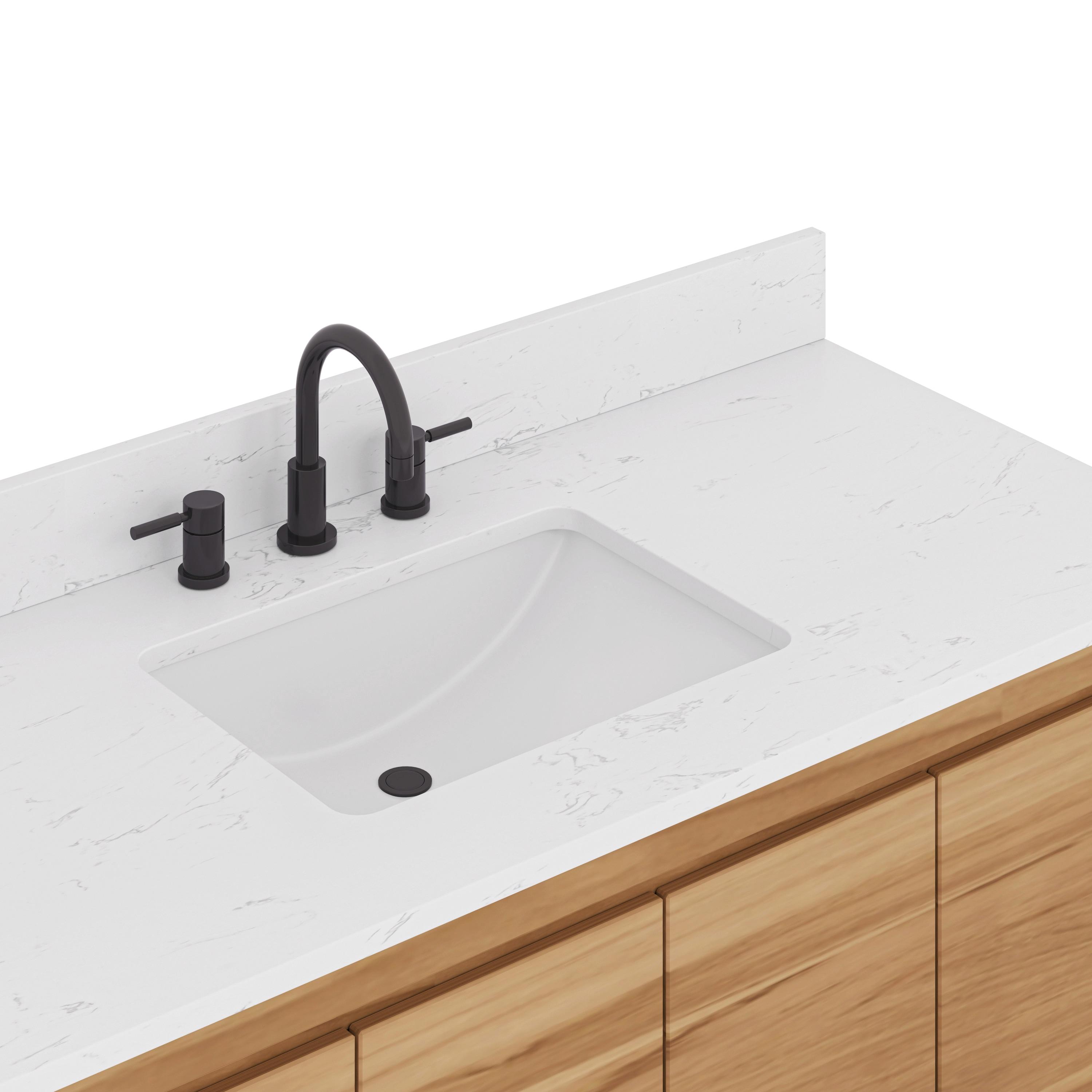 Coventry 49 in. Single Sink Bath Vanity in Natural Teak with Cala White Engineered Stone Top