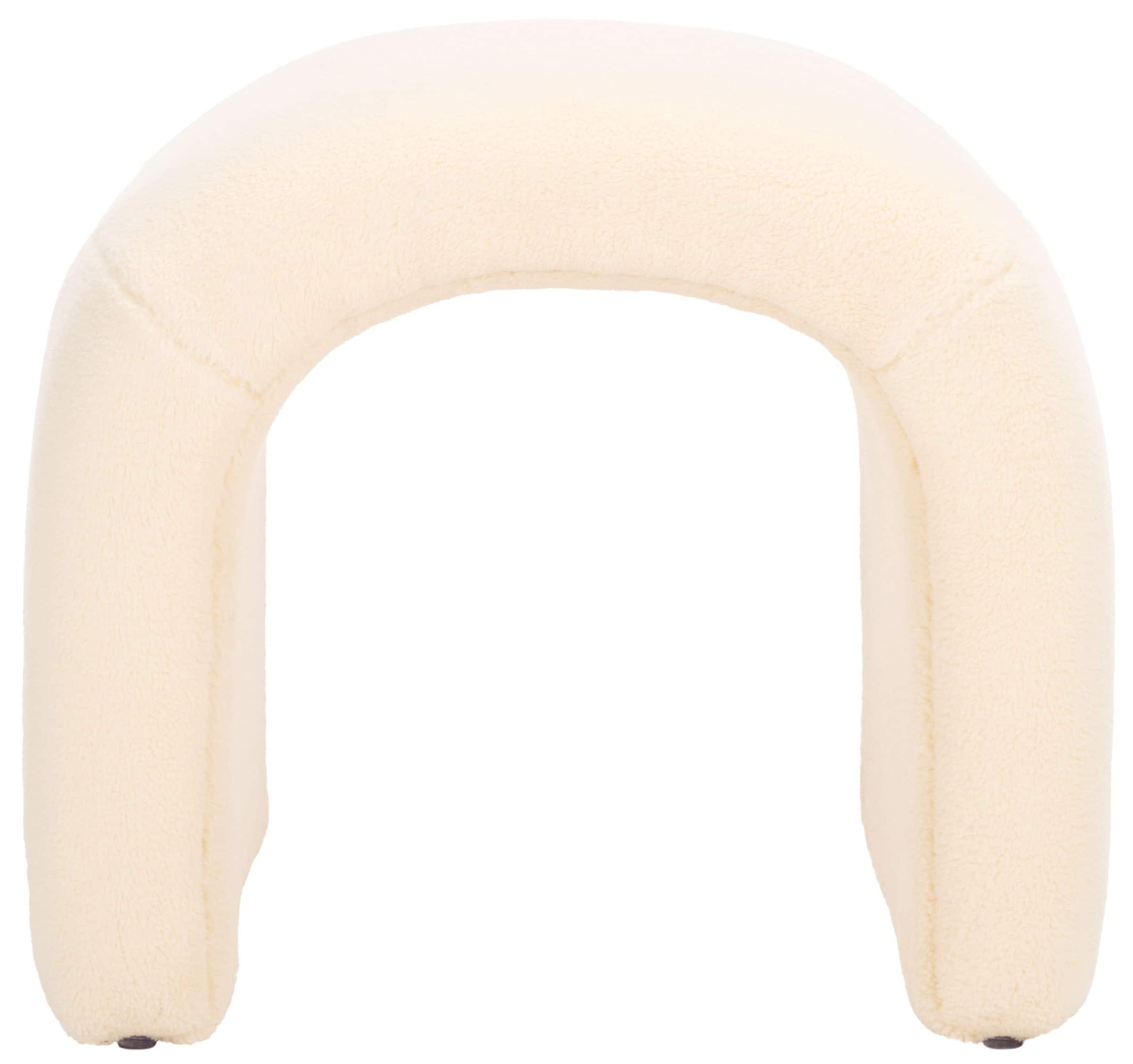 SAFAVIEH Kibo Modern Faux Shearling Ottoman, Cream