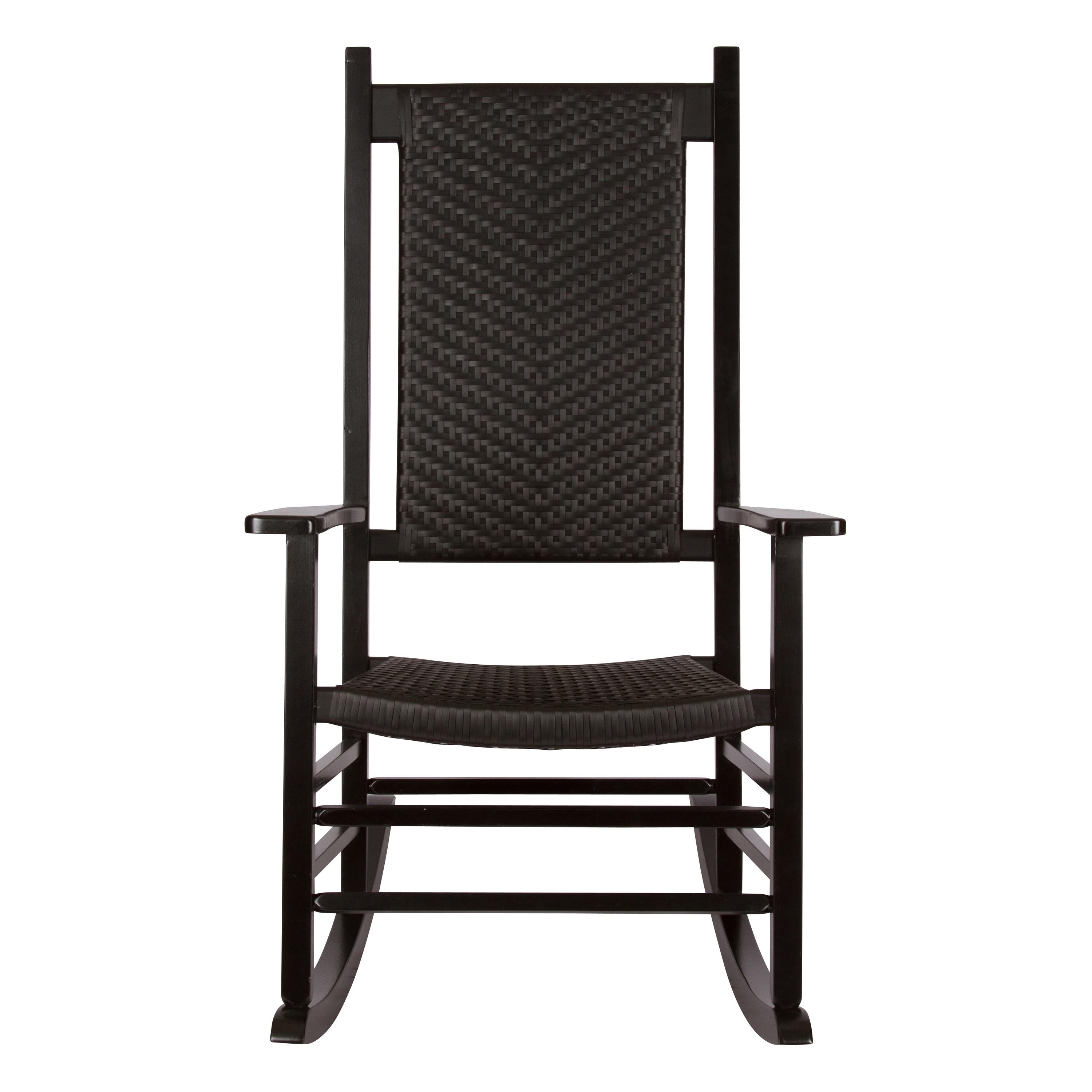 Shine Company Traditional Hardwood Patio Porch Rocker in Black