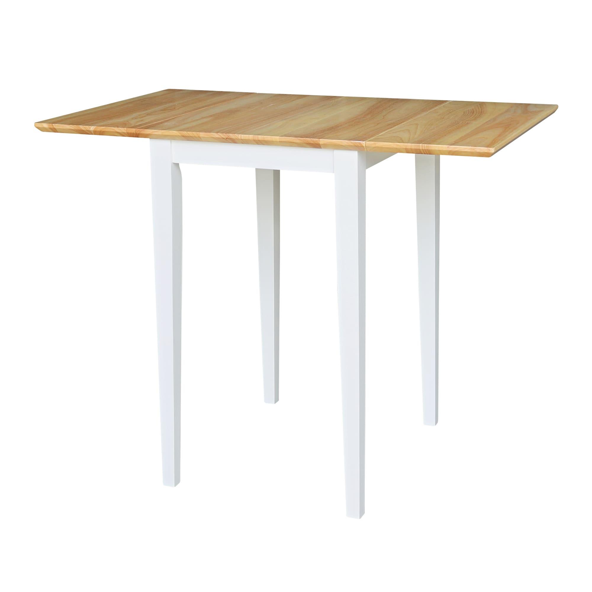 Tate Drop Dining Table White/Natural - International Concepts: Hardwood, Dual 9-inch Leaves, Seats 4