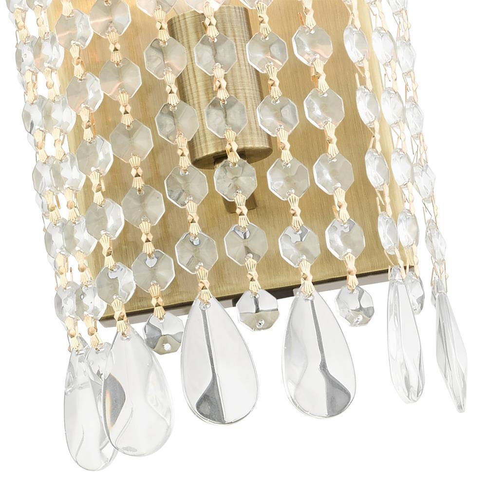 Elegant Antique Brass Dimmable Wall Sconce with Crystal Shade