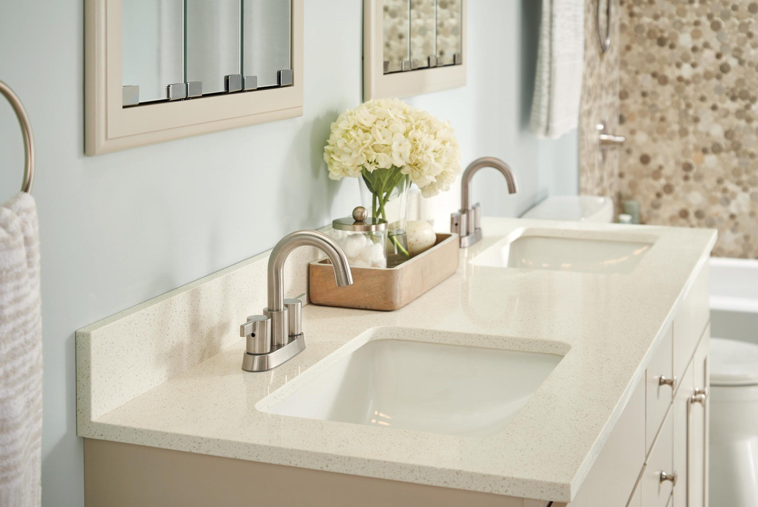 Precept Two Handle Centerset Bathroom Faucet with Drain Assembly