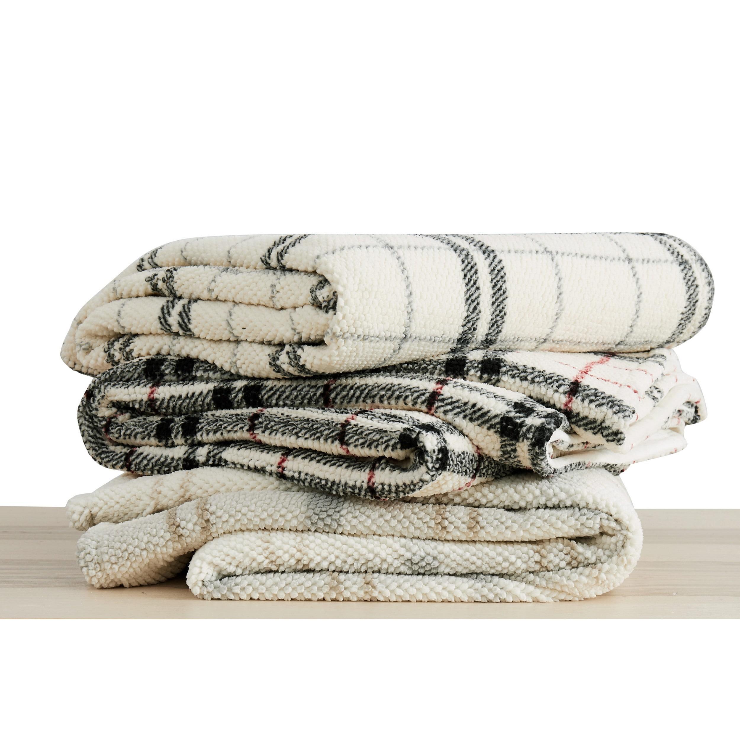 London Fog Popcorn Plaid Plush Throw