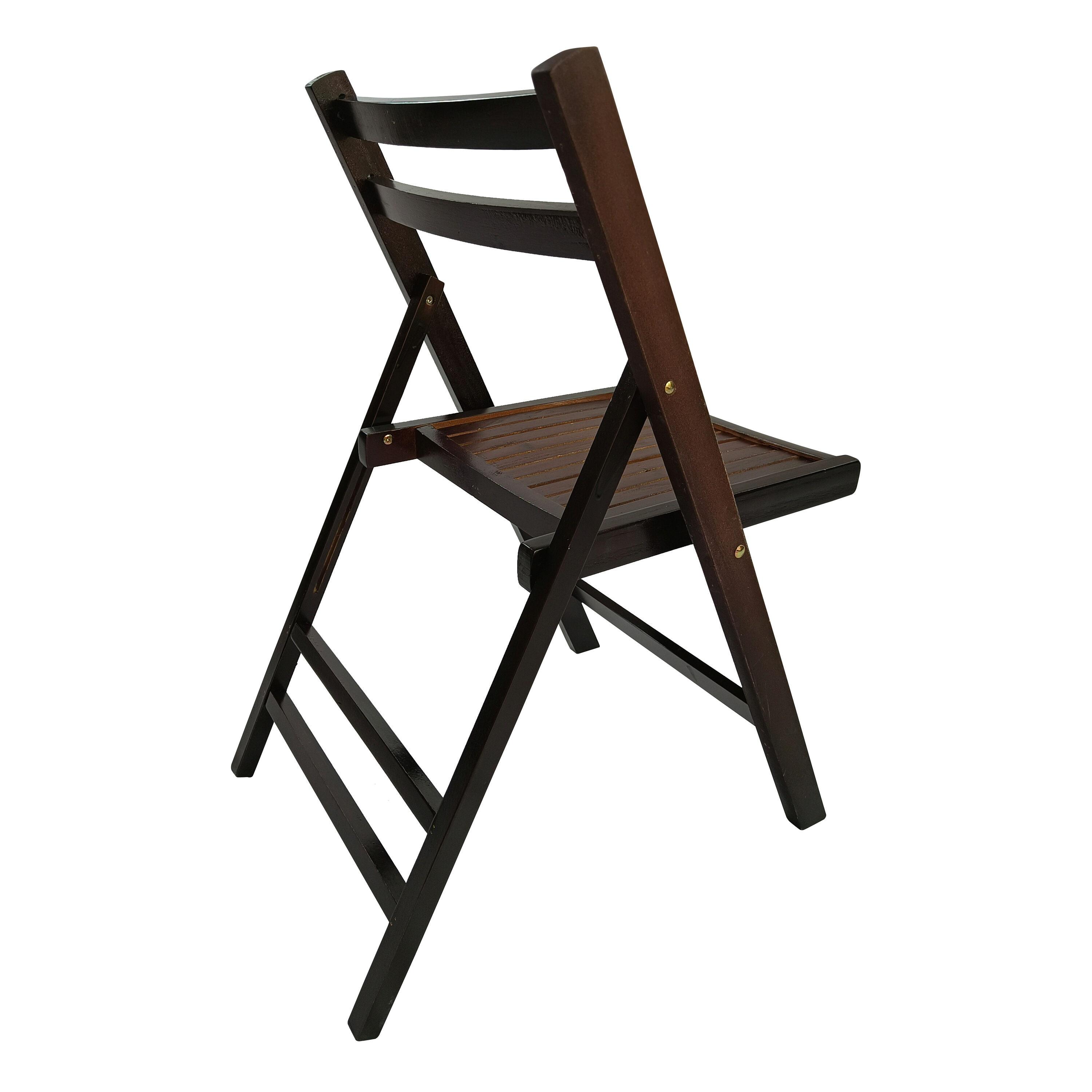 Cherry Wood Folding Dining Chairs Set of 4 with Slatted Seat