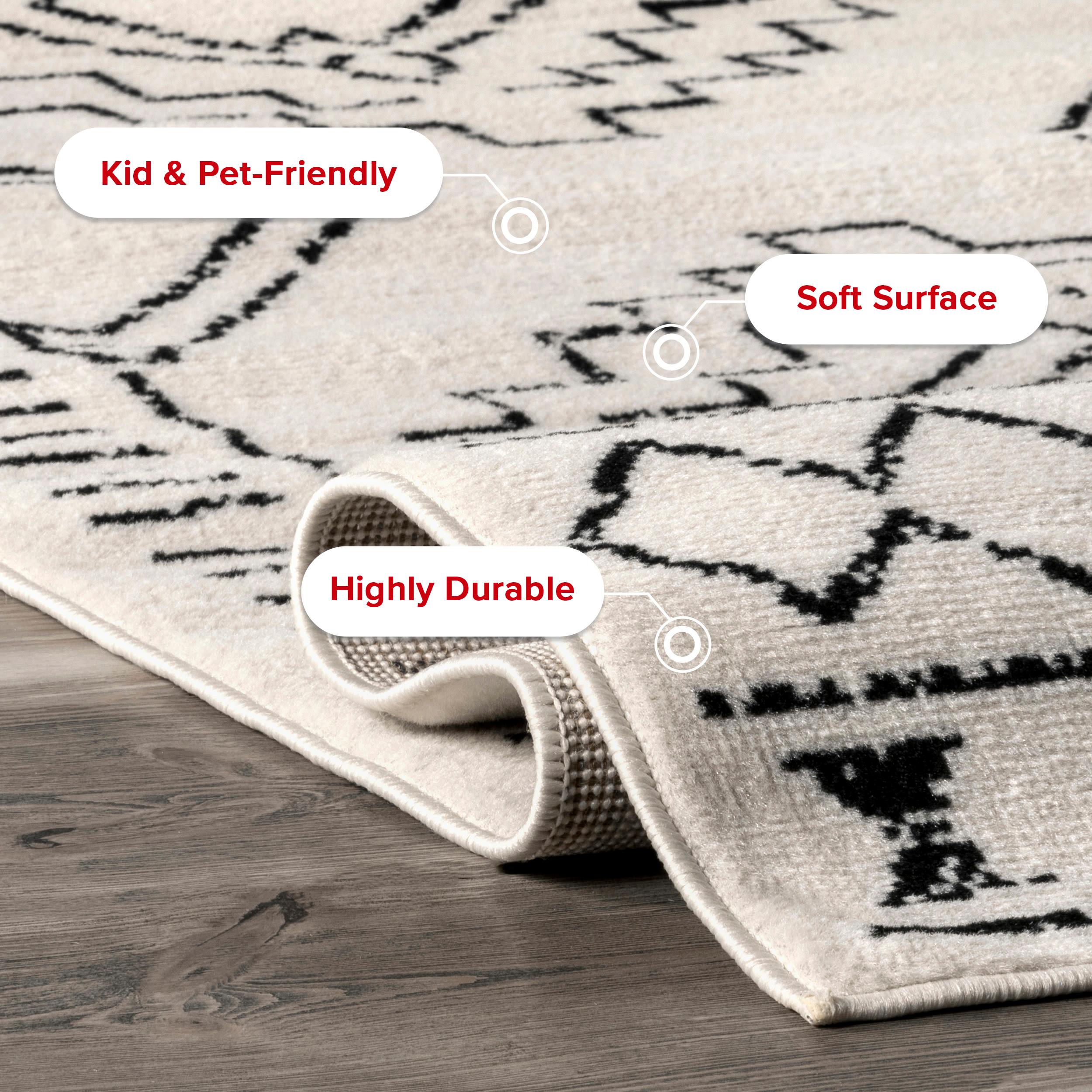 Gray 8' x 10' Rectangular Stain-Resistant Synthetic Area Rug