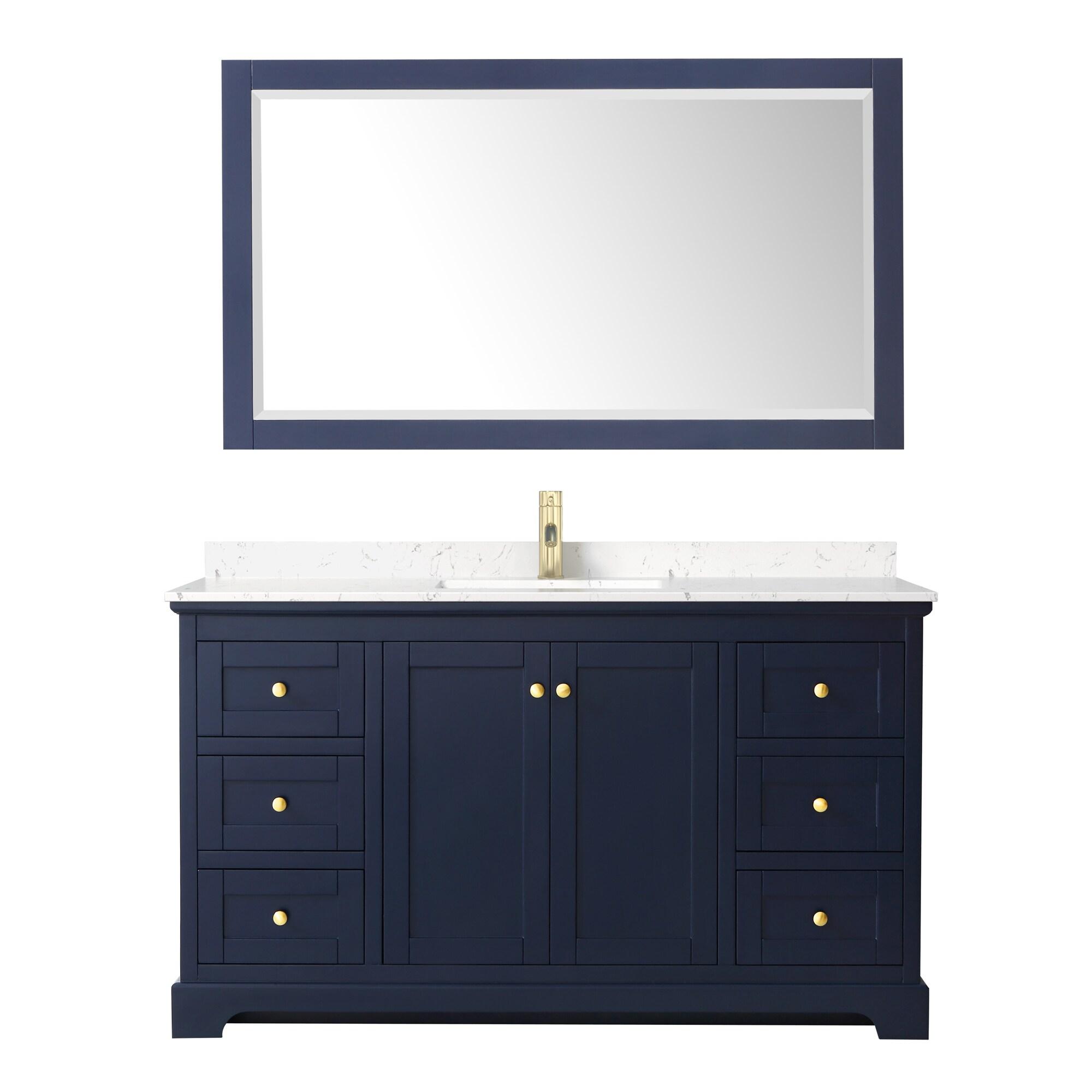 Avery 60'' Single Bathroom Vanity with Marble Top with Mirror