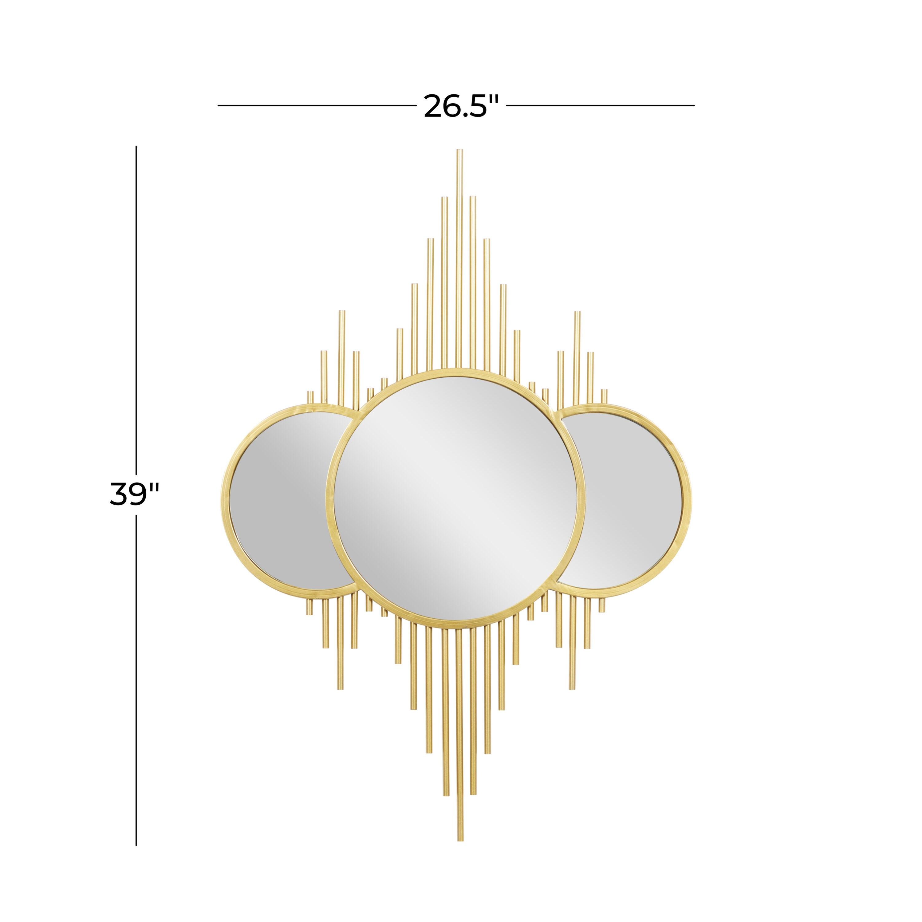 CosmoLiving by Cosmopolitan 3 Overlapping Round Gold Metal, Glamorous and Contemporary Wall Mirror, 27"W x 39"H