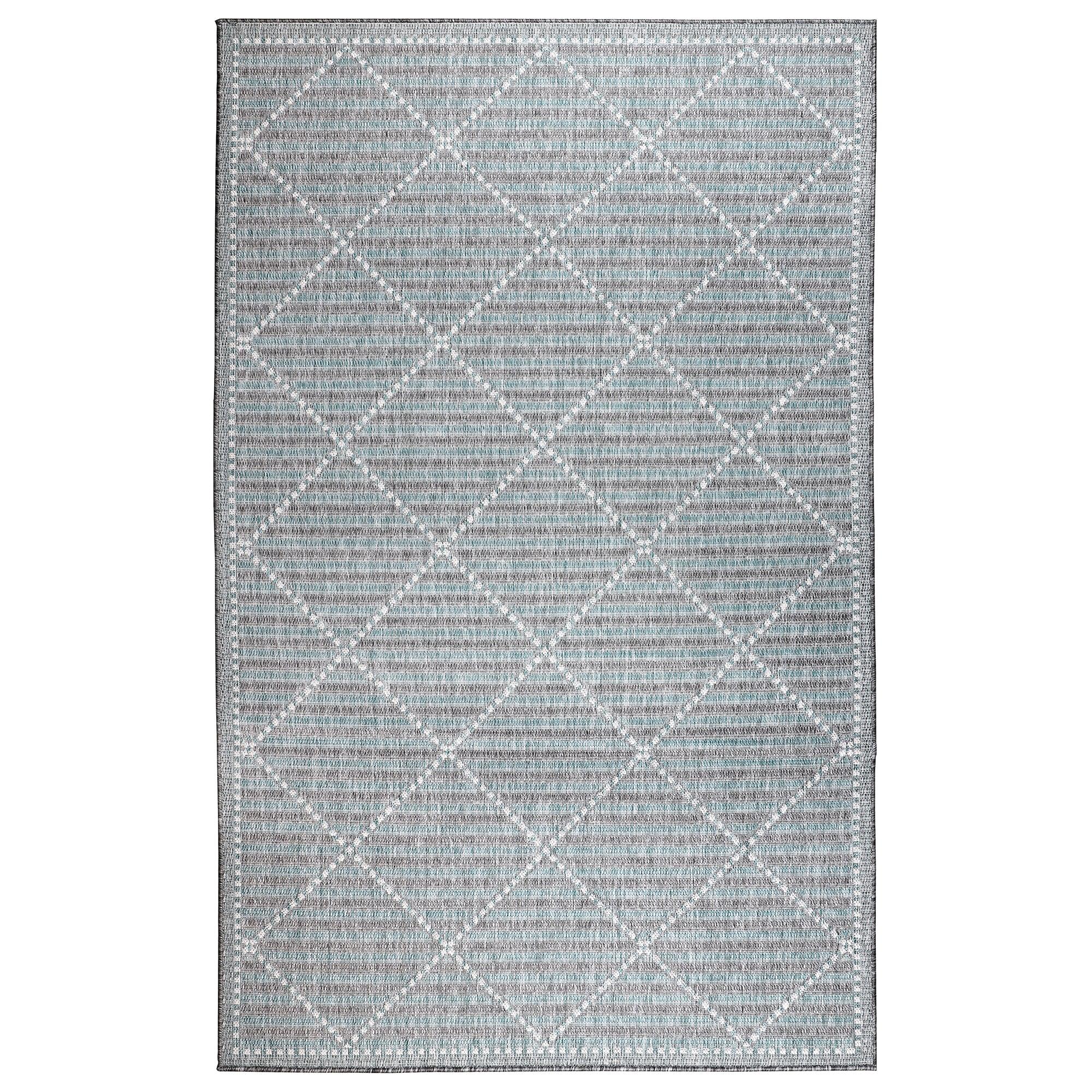 Liora Manne Malibu Checker Diamond Indoor/Outdoor Rug Aqua 7'10" Square