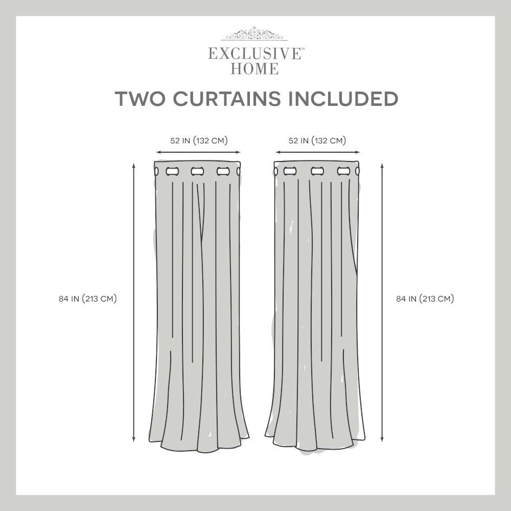 Set of 2 84"x52" Ironwork Sateen Woven Blackout Grommet Top Window Curtain Panel Silver - Exclusive Home: Room Darkening Drapes
