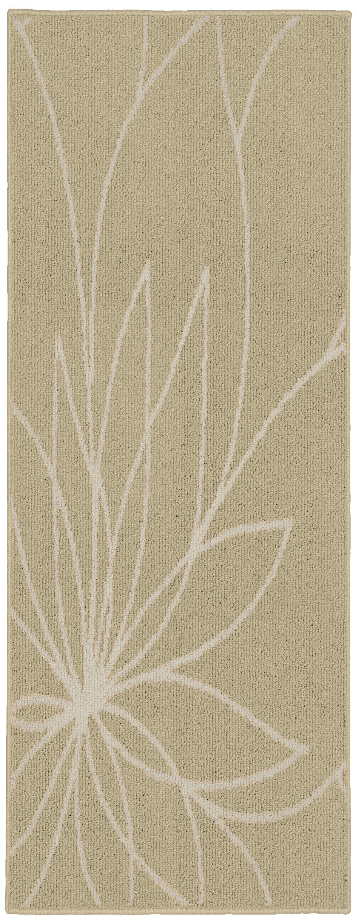 Garland Rug Grand Floral Polypropylene Tan/Ivory Indoor Runner Rug, 2' x 5'