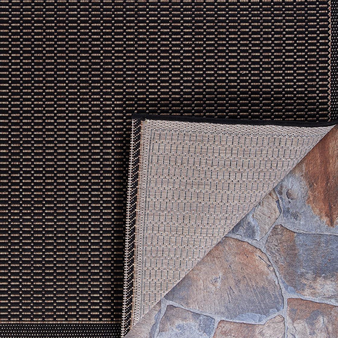 Couristan Recife Saddle Stitch Indoor /Outdoor Area Rug, Black- Cocoa, 3'9" x 5'5"