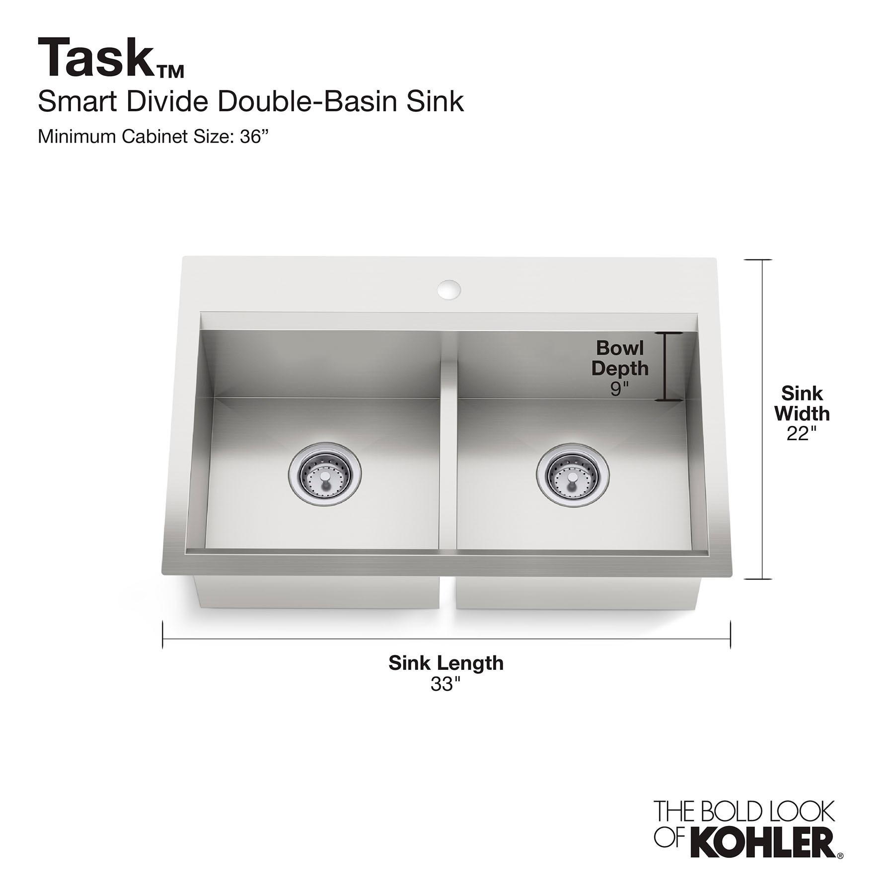 Task Smart Divide33-In X 22-In Top-Mount/Undermount Double-Equal Workstation Kitchen Sink With Accessories