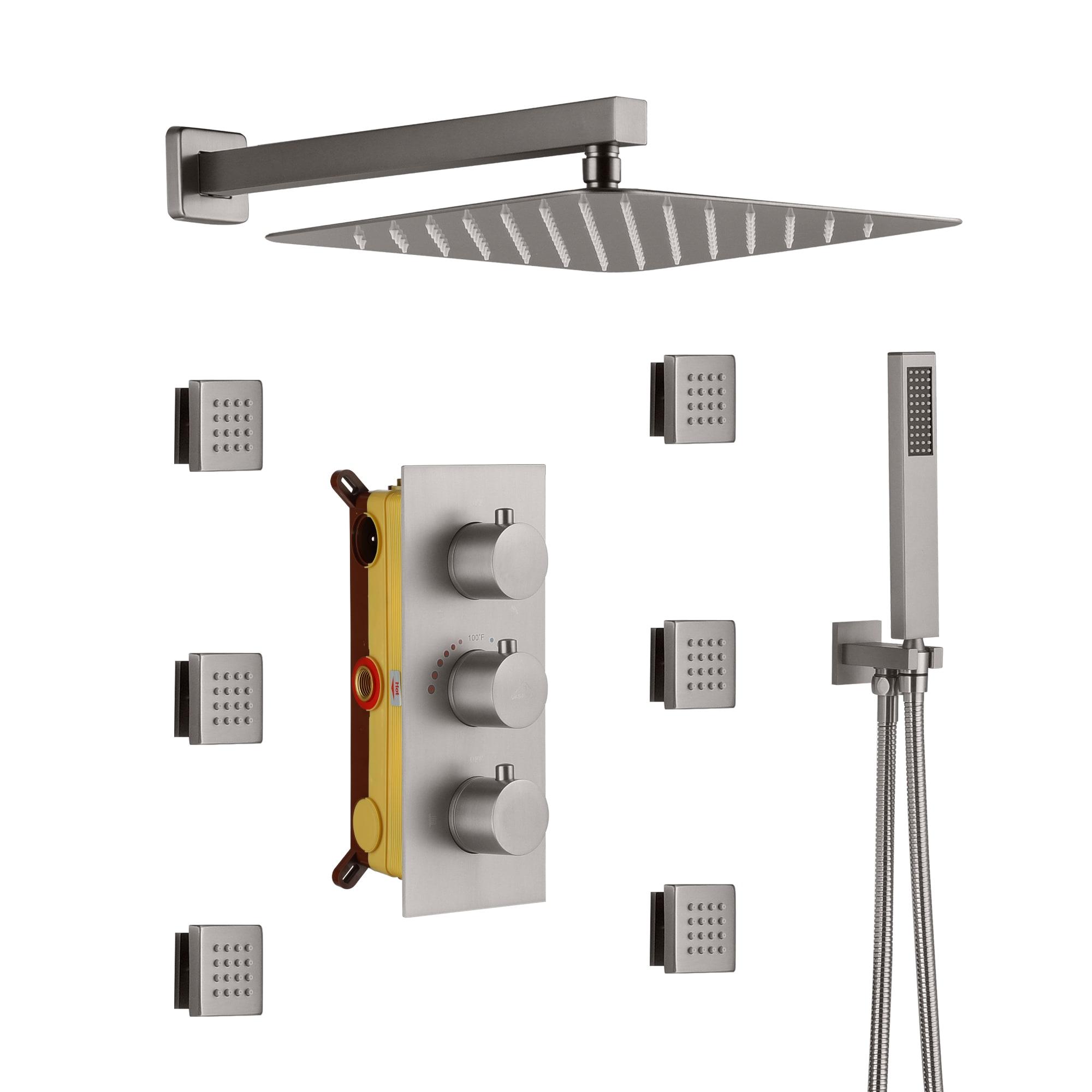 Revitalize 12 Inch Luxury Thermostatic Complete Shower System with Rough-in Valve