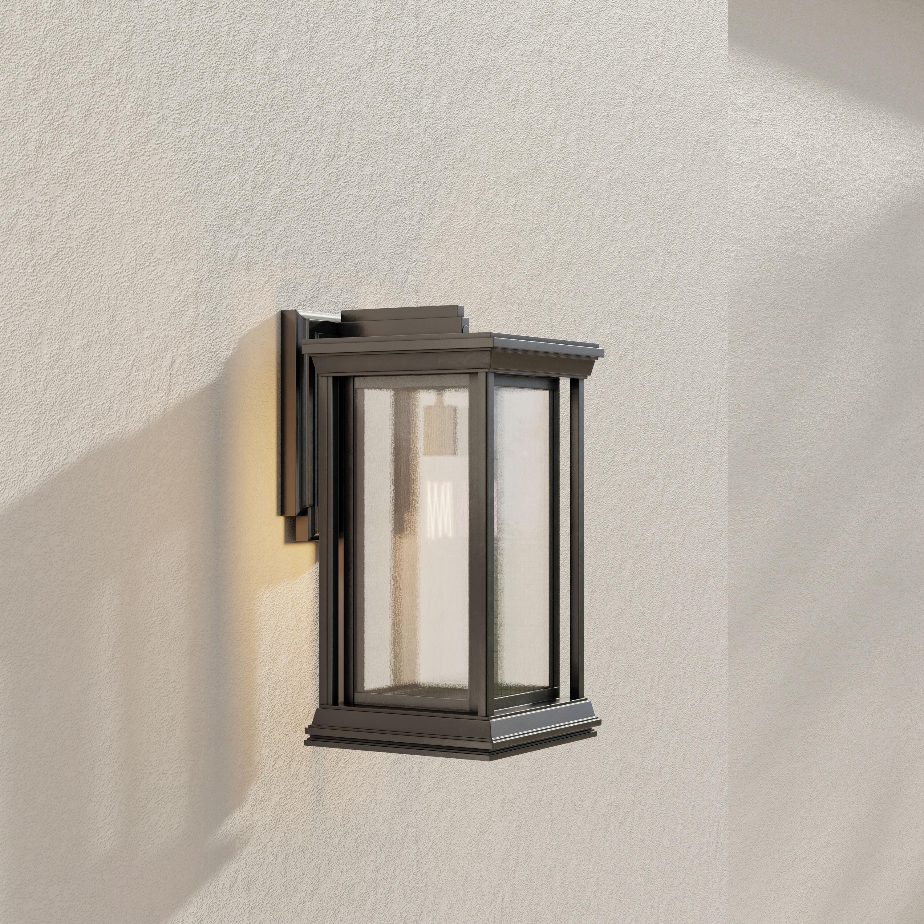 Progress Lighting Endicott 1-Light Outdoor Wall Lantern, Porcelain, Textured Black, Linen Glass Shade