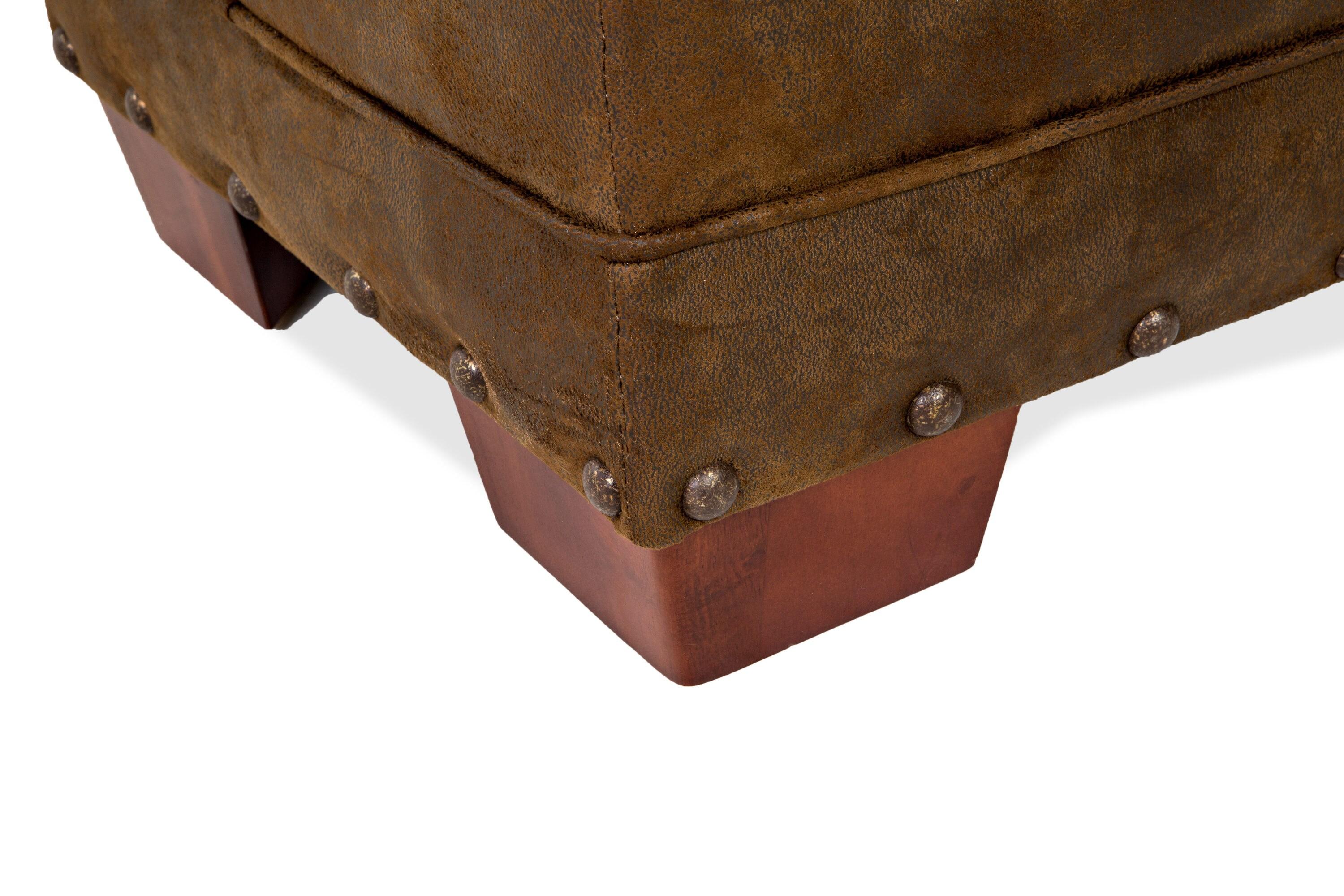 American Furniture Classics 26.5" Microfiber Alpine Lodge Ottoman in Brown