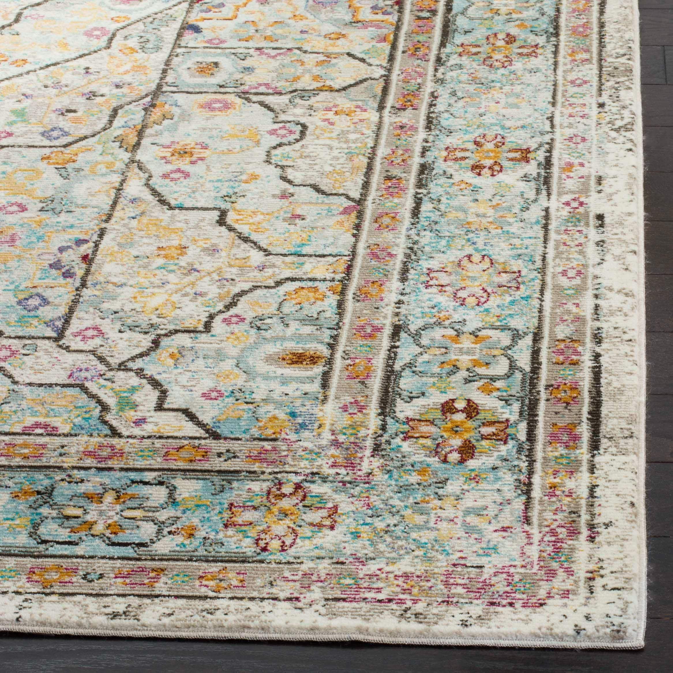 Aria ARA199 Power Loomed Area Rug - Cream/Blue - 6'5"x6'5" - Safavieh.