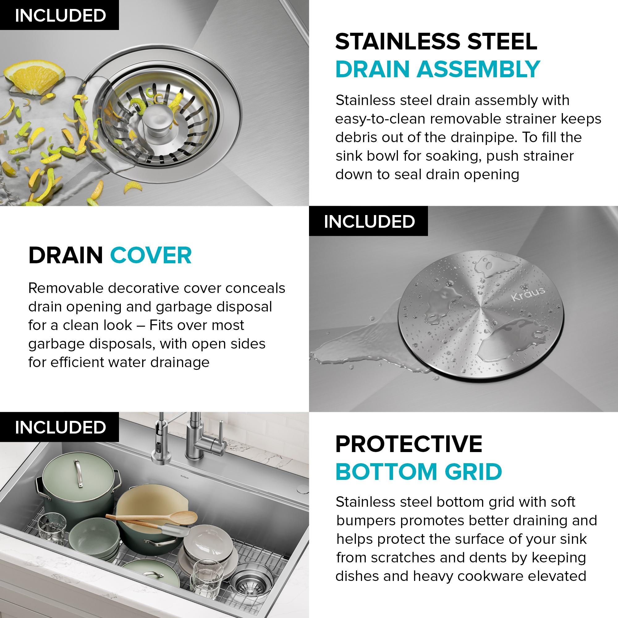 KRAUS Kore™ Workstation 33" L Top Mount Drop-In 16 Gauge Black Stainless Steel Single Bowl Kitchen Sink