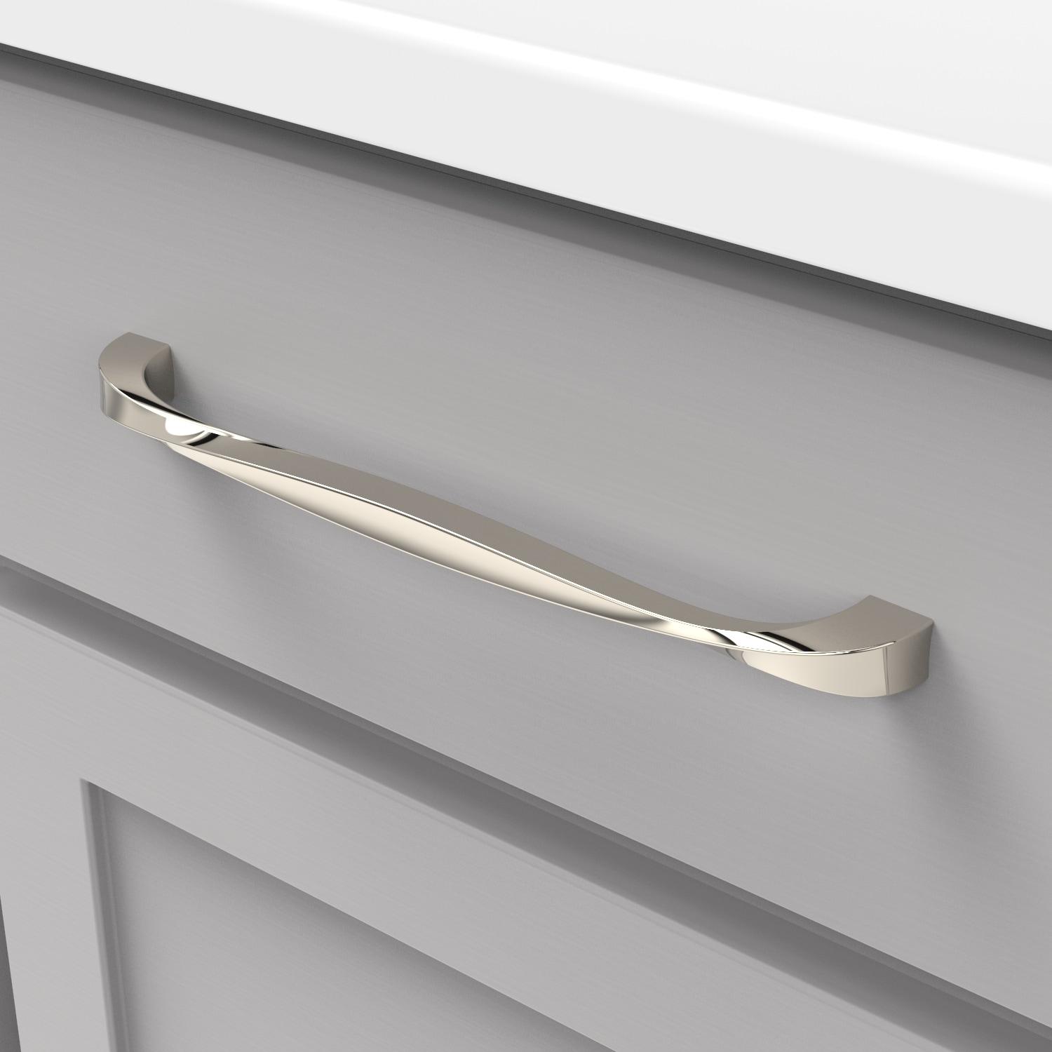 Hickory Hardware Twist 8-13/16-in (224mm) Center to Center Polished Nickel Arch Handle Drawer Pull