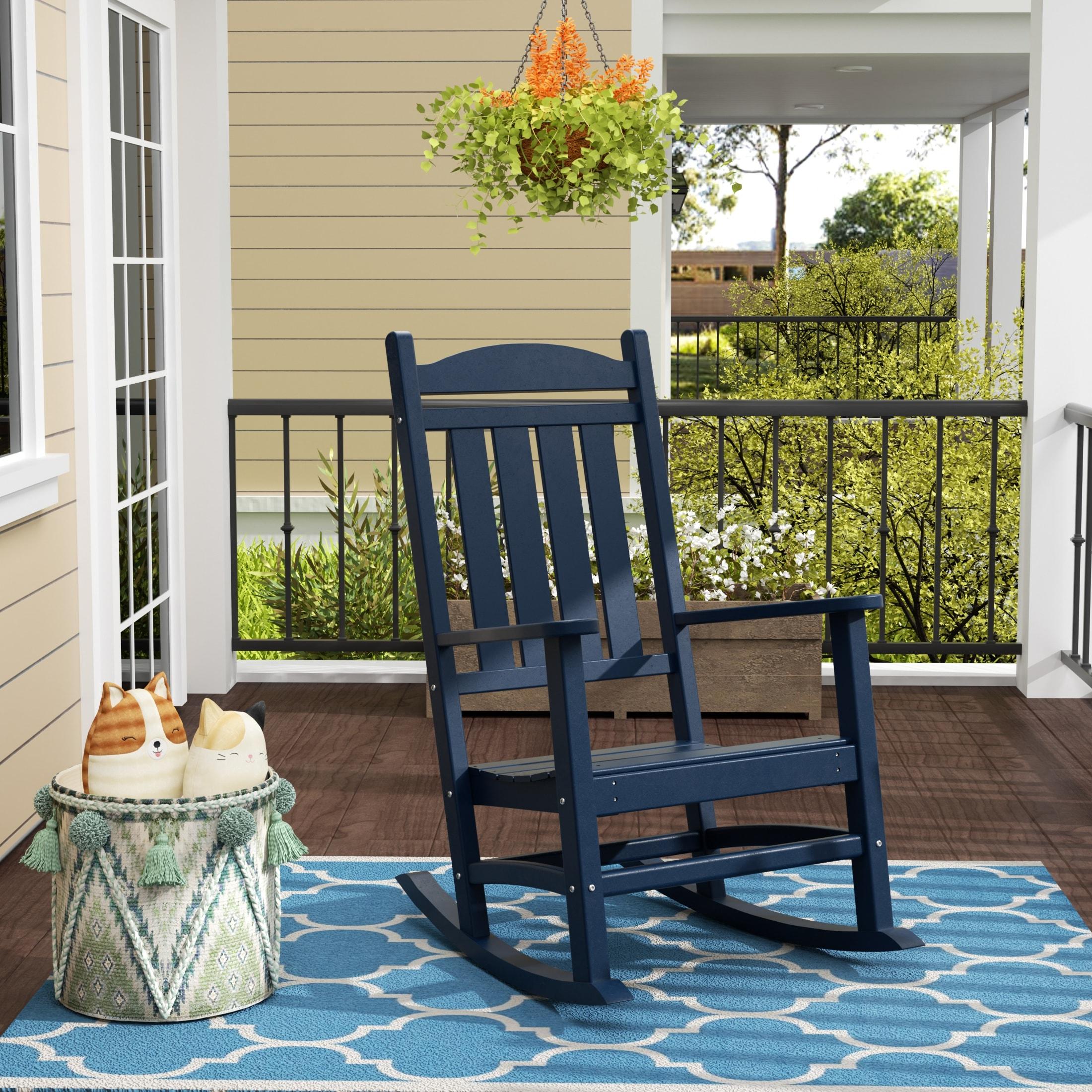 Polytrends  Laguna Traditional Poly Eco-Friendly Weather-Resistant Rocking Chair Navy Blue