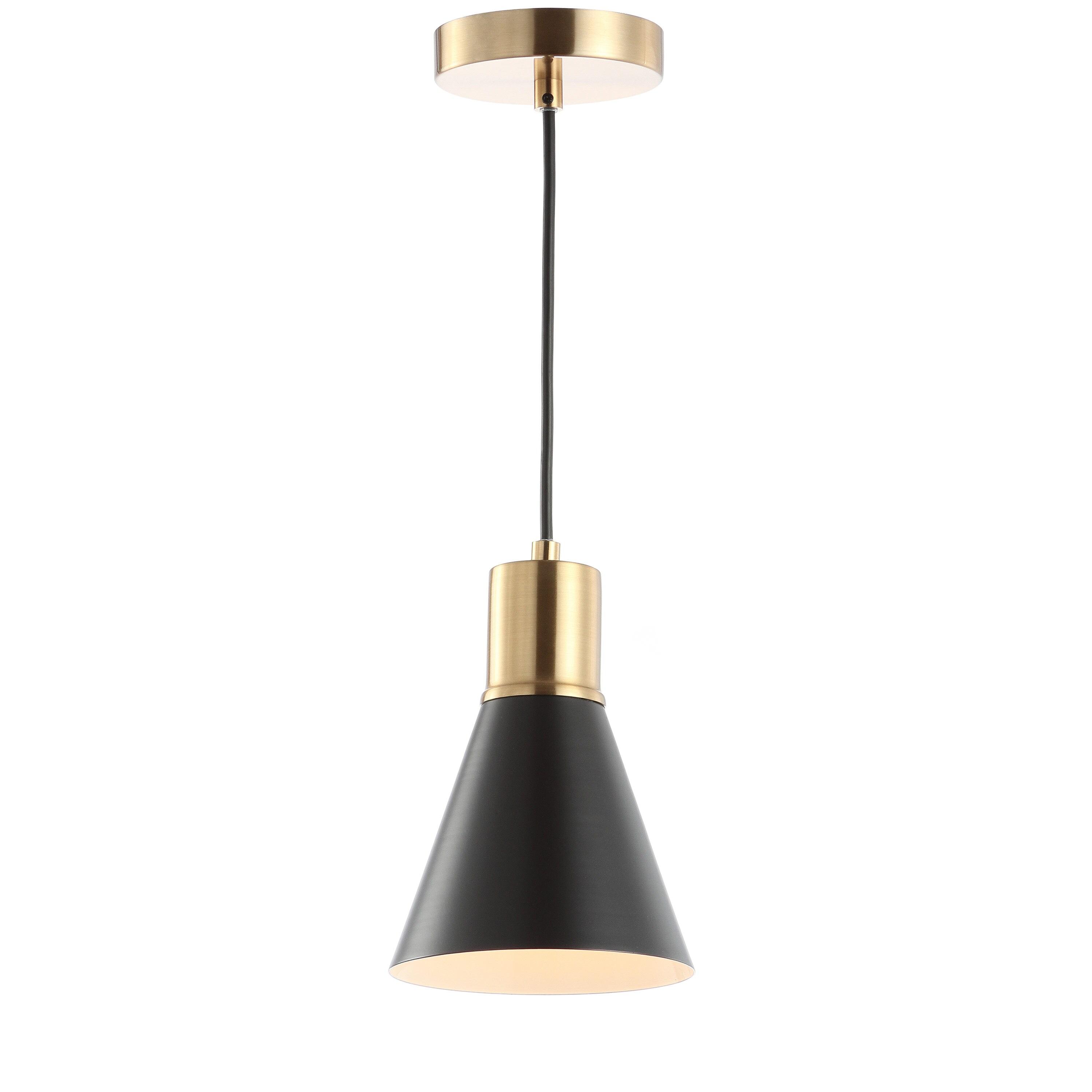 JONATHAN Y JYL6131A Apollo 6" Metal LED Pendant Contemporary Dimmable Adjustable Dining Room Living Room Kitchen Foyer Bedroom Hallway, Black/Brass Gold