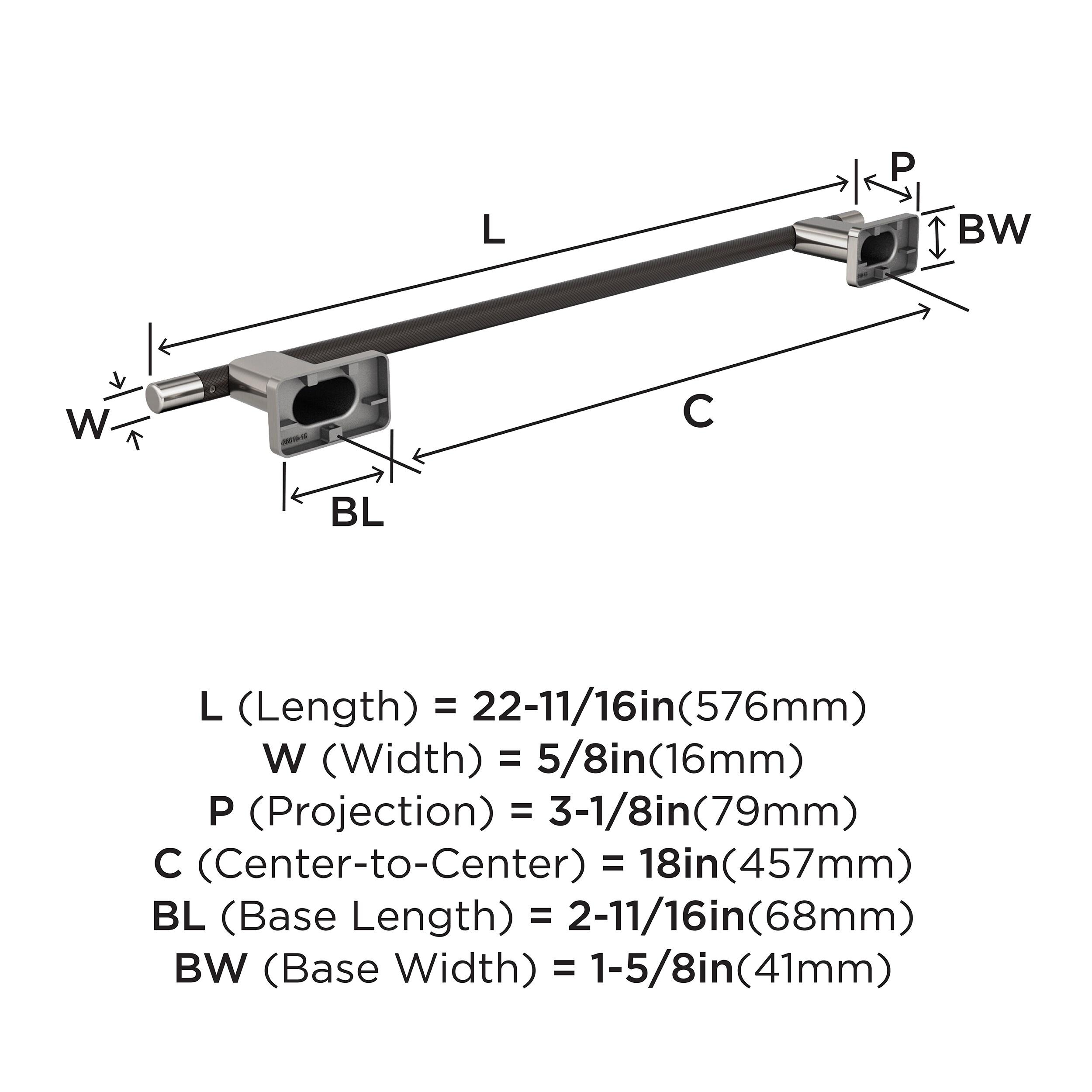 Amerock Esquire Brushed Nickel/Oil-Rubbed Bronze 18 inch (457mm) Towel Bar