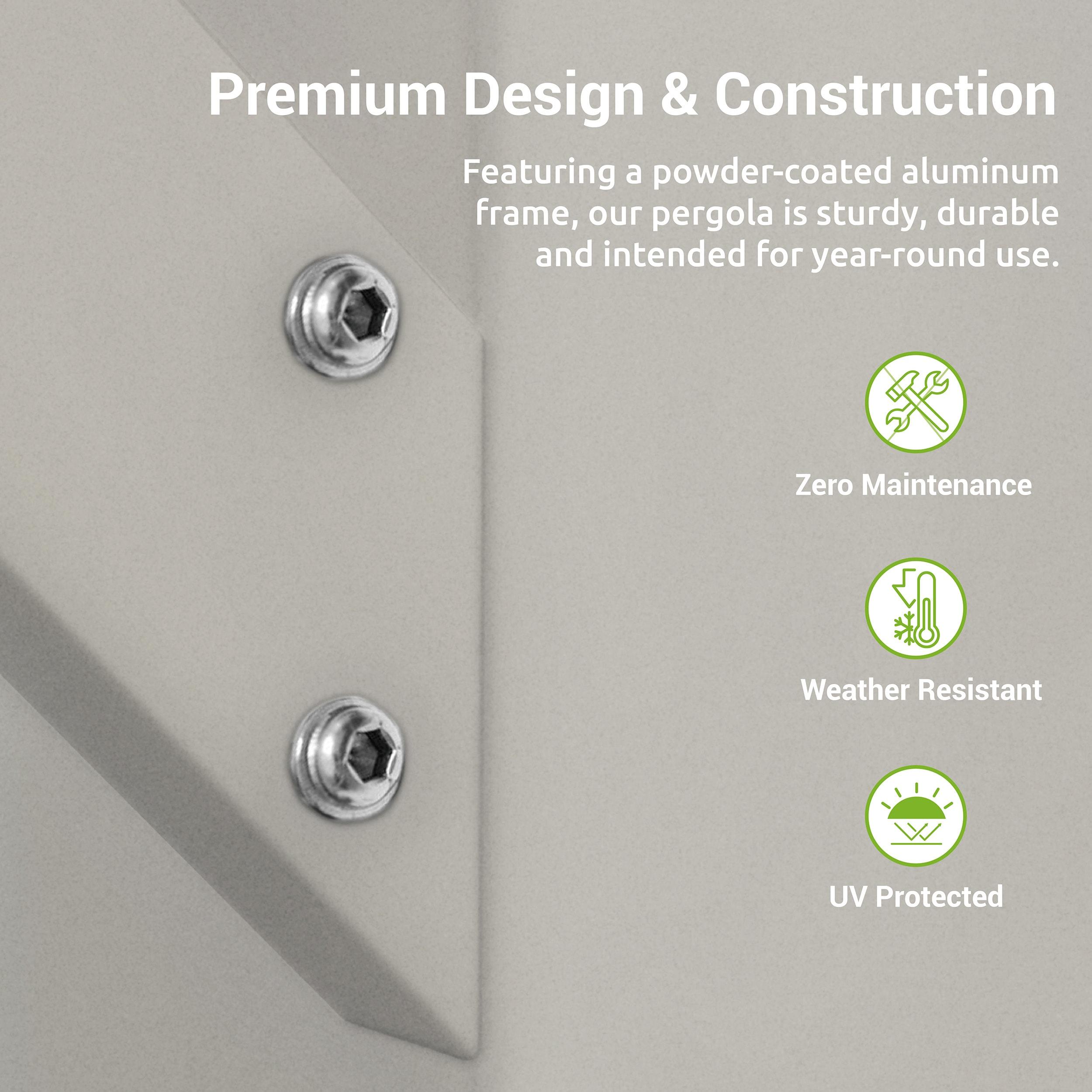 Paragon-Outdoor Florence  Aluminum Pergola in Powder-Coated Finish with Adjustable Canopy