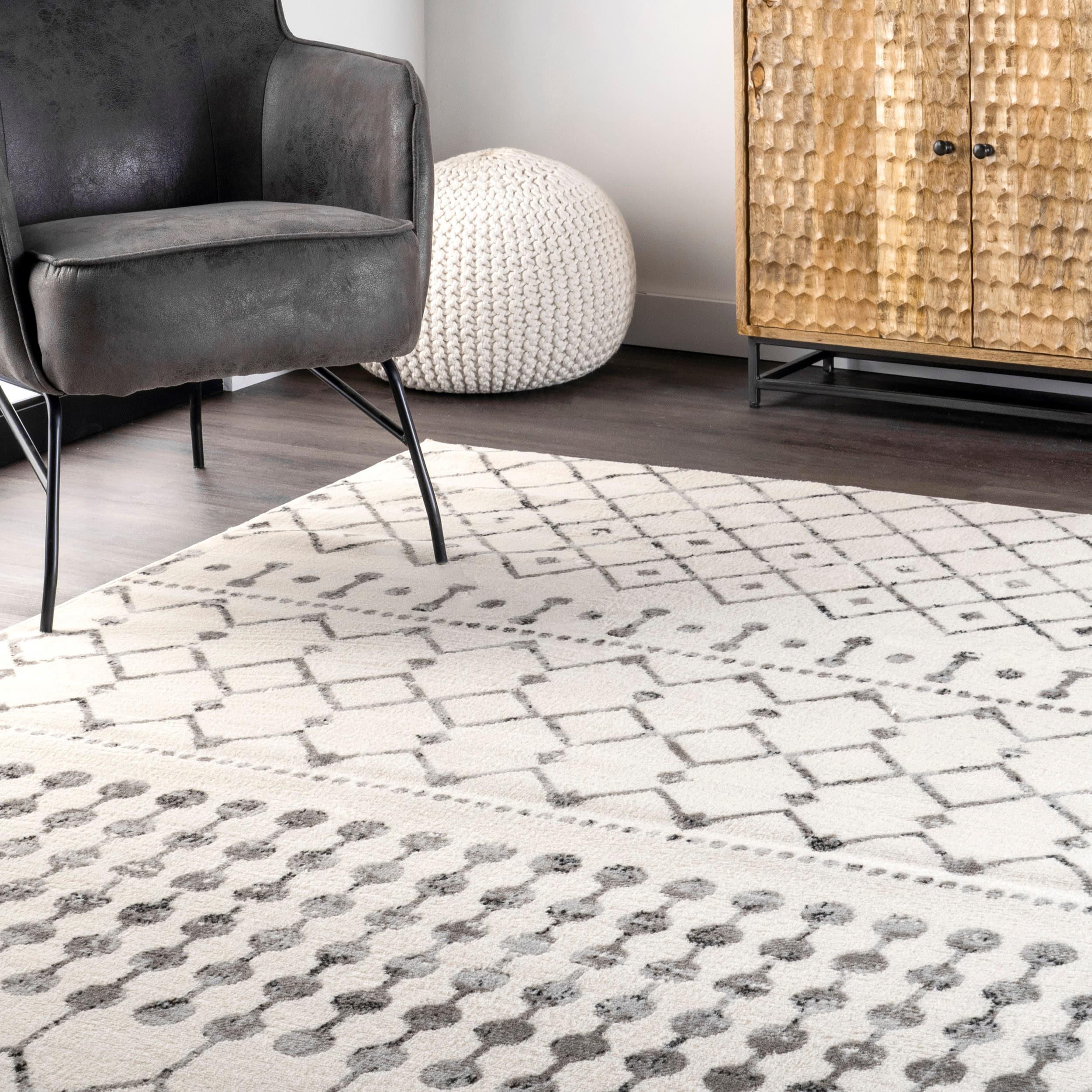 Nuloom 7x9 Zola Geometric Moroccan Indoor Area Rug, Grey, Faded Bohemian Design, Stain Resistant, BedroomLiving Room, Kitchen,