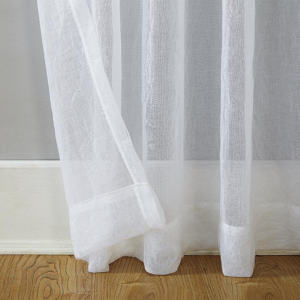 50"x95" No. 918 Sheer Avril Crushed Texture Rod Pocket Curtain Panel White: Light Filtering, Polyester, Machine Washable