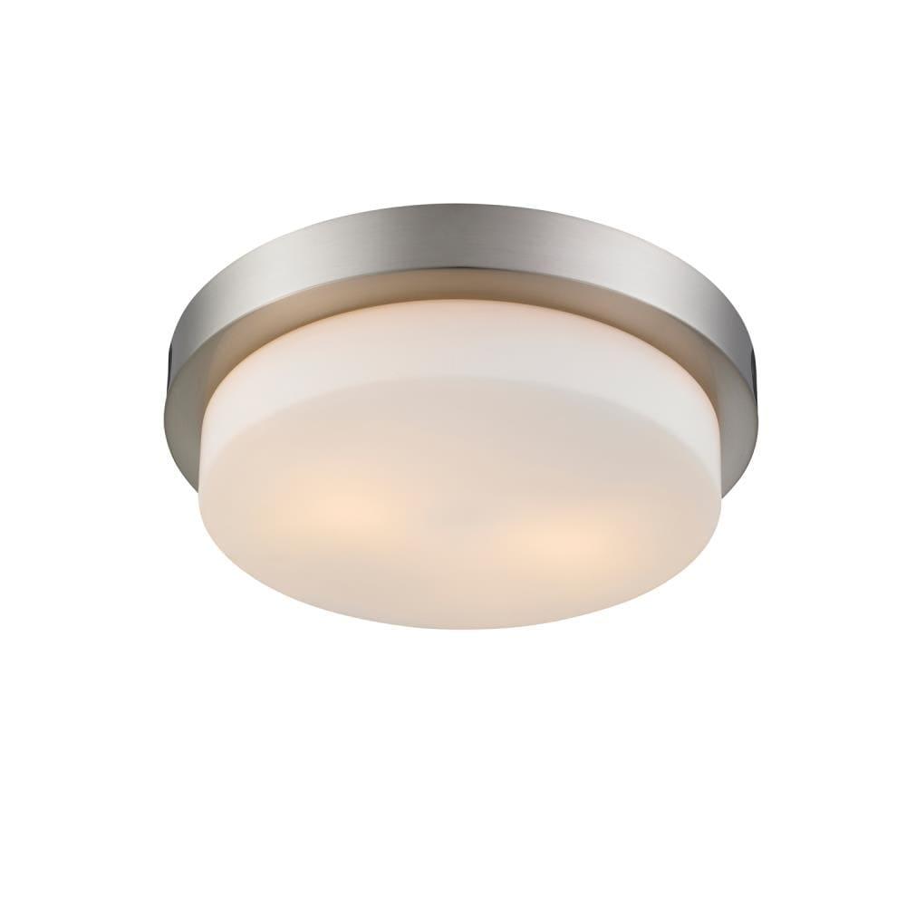Golden Lighting Multi-Family 13" 2-Light Flush Mount in Pewter with Opal Glass