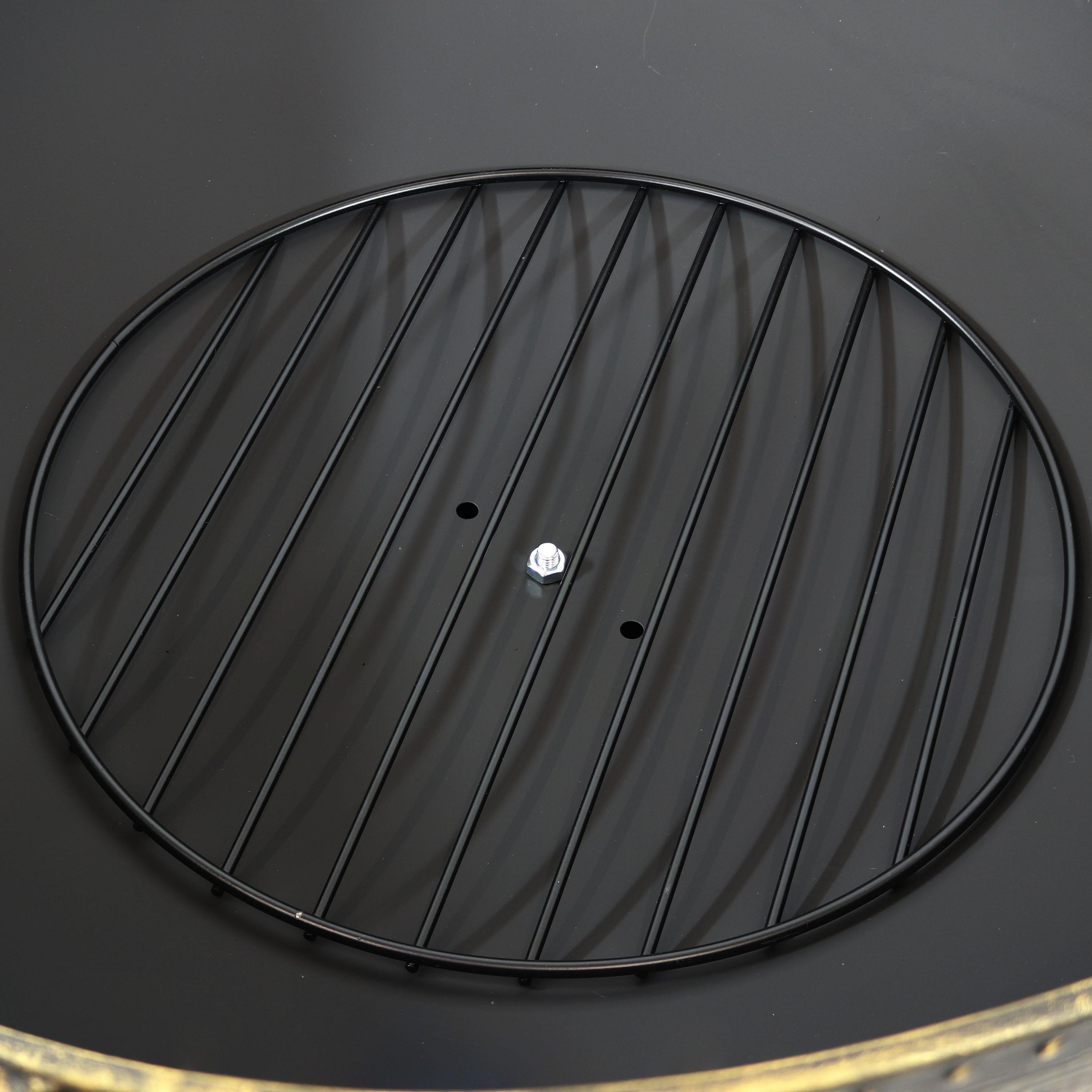 SunnyDaze Decor 30" Wood-Burning Black Finish Steel Fire Pit Bowl with Screen, Grate, and Poker