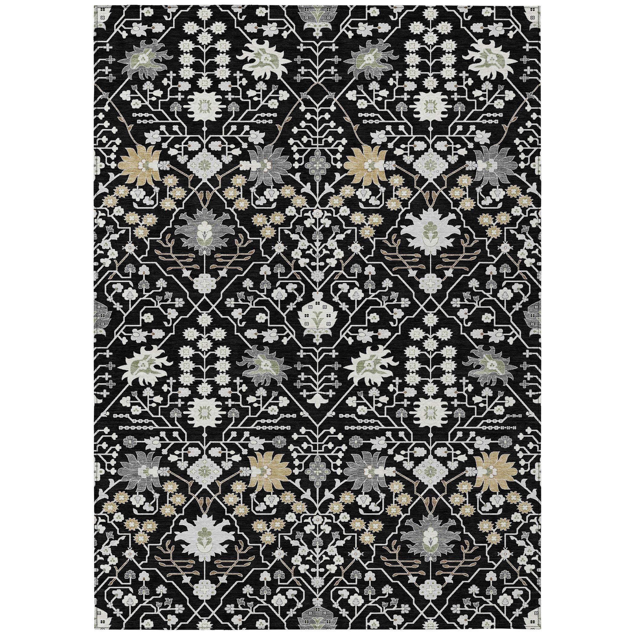 Machine Washable Indoor/Outdoor Chayden ACN1009 Black 1'8" x 2'6" Rug