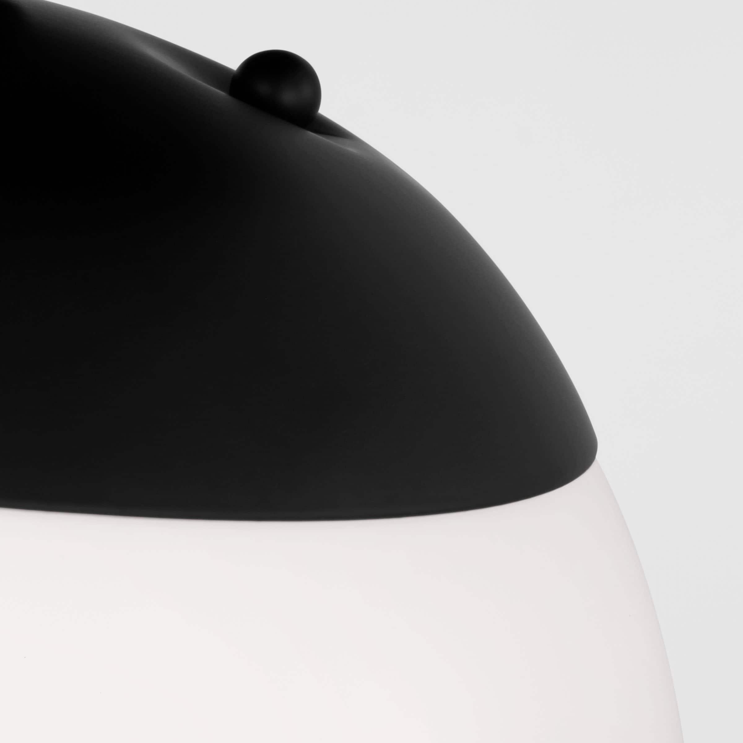 Midnight Black and White Glass Globe Semi Flush Mount Light