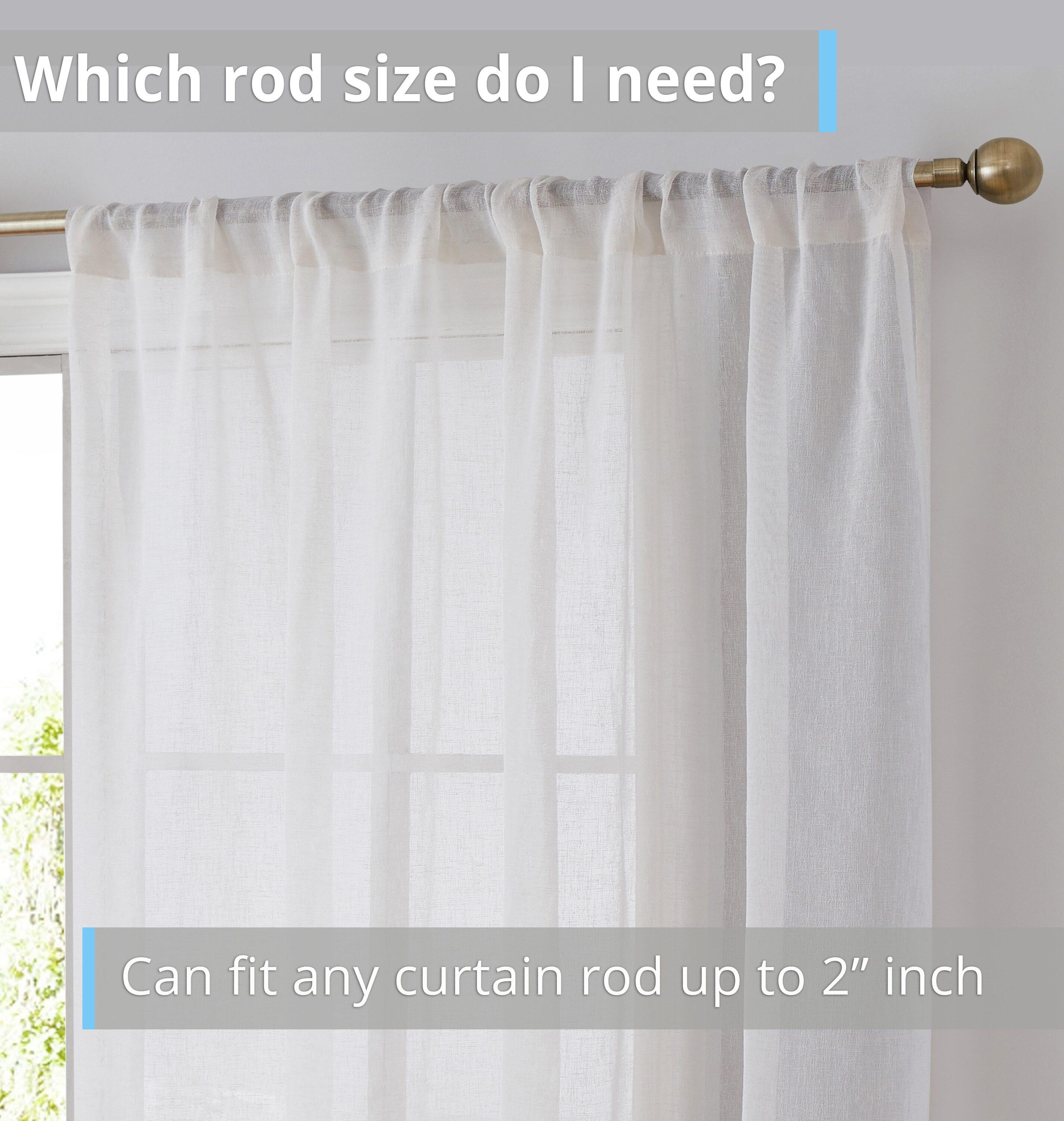 HLC.ME Penelope Faux Linen Textured Privacy Sheer Light Filtering Rod Pocket Curtains Panels, Set of 2 - Ivory, 54 W x 96 L