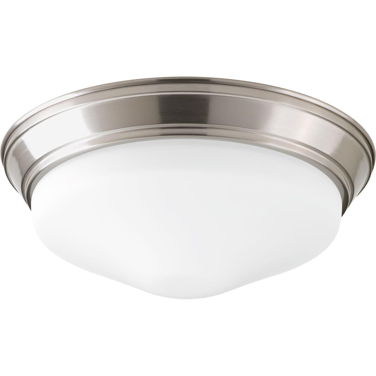 Progress Lighting, Etched Glass Collection, 1-Light LED Flush Mount, Brushed Nickel, Steel, Damp Rated, Dimmable, Canopy Included