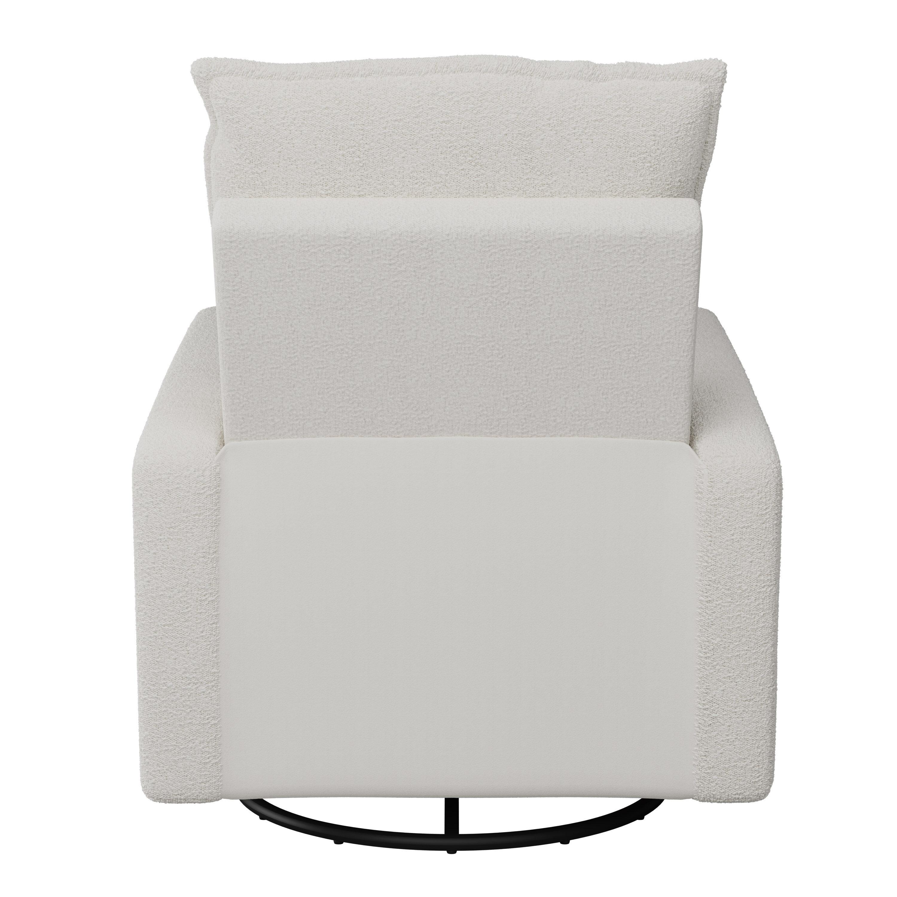 Caillie Boucle Glider Recliner Chair White - CorLiving: Nursery Bedroom Soothing Motion, Hardwood Frame
