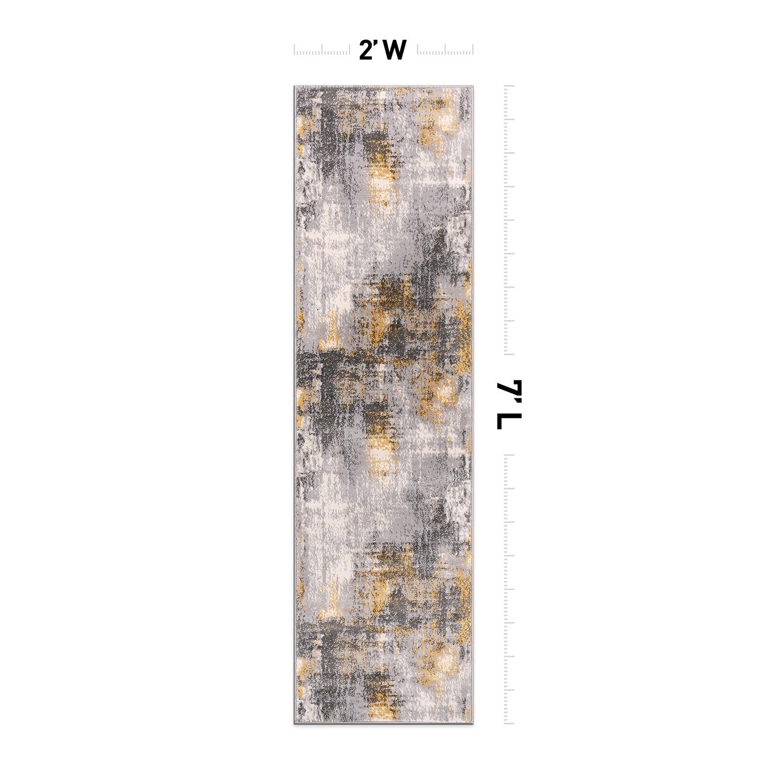 World Rug Gallery Dublin Contemporary Abstract Area Rug - Yellow 2'x7'
