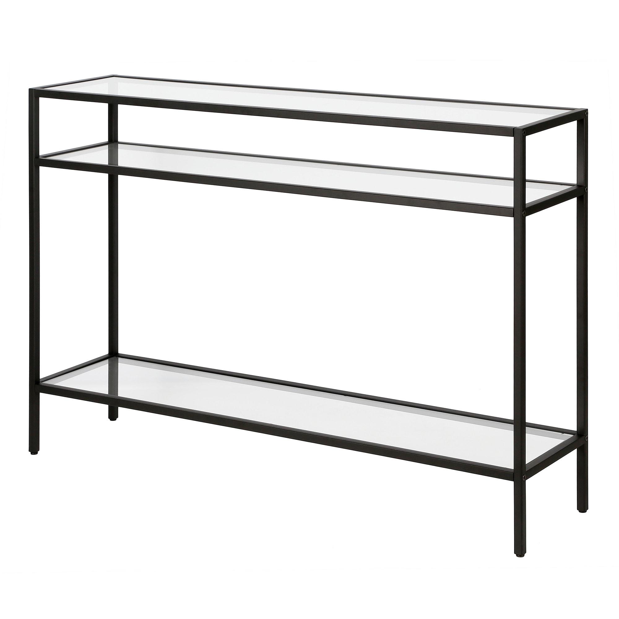 Evelyn&Zoe Siviline 42" Wide Rectangular Console Table, Blackened Bronze