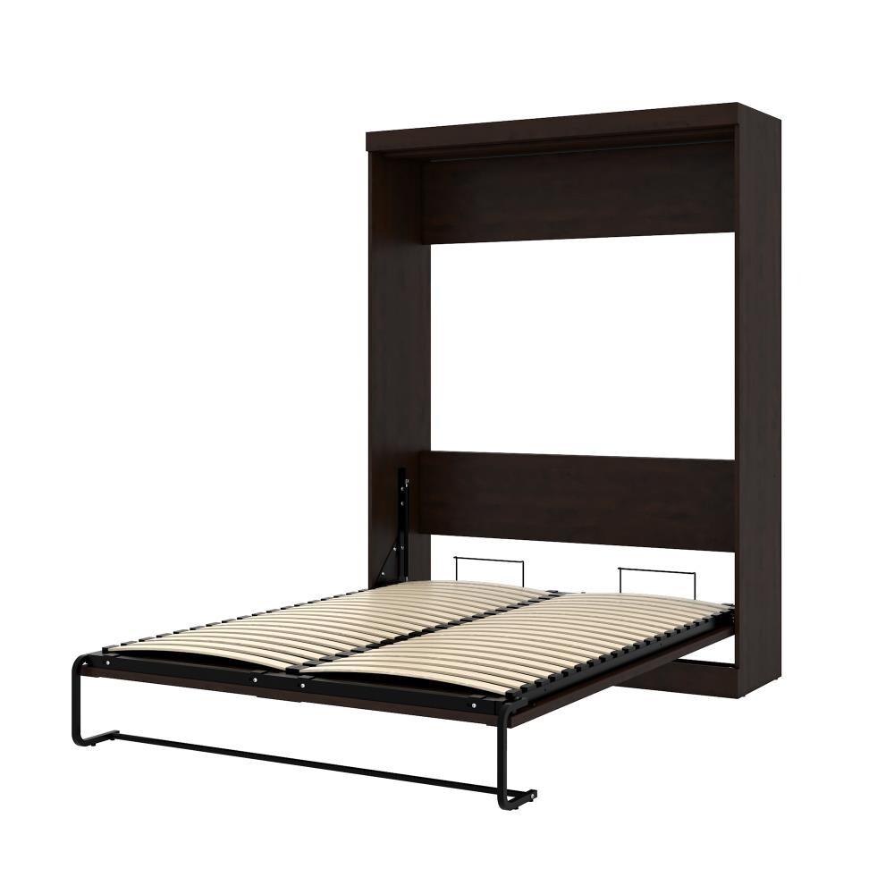 Contemporary Chocolate Brown Queen Murphy Bed Frame with Slats