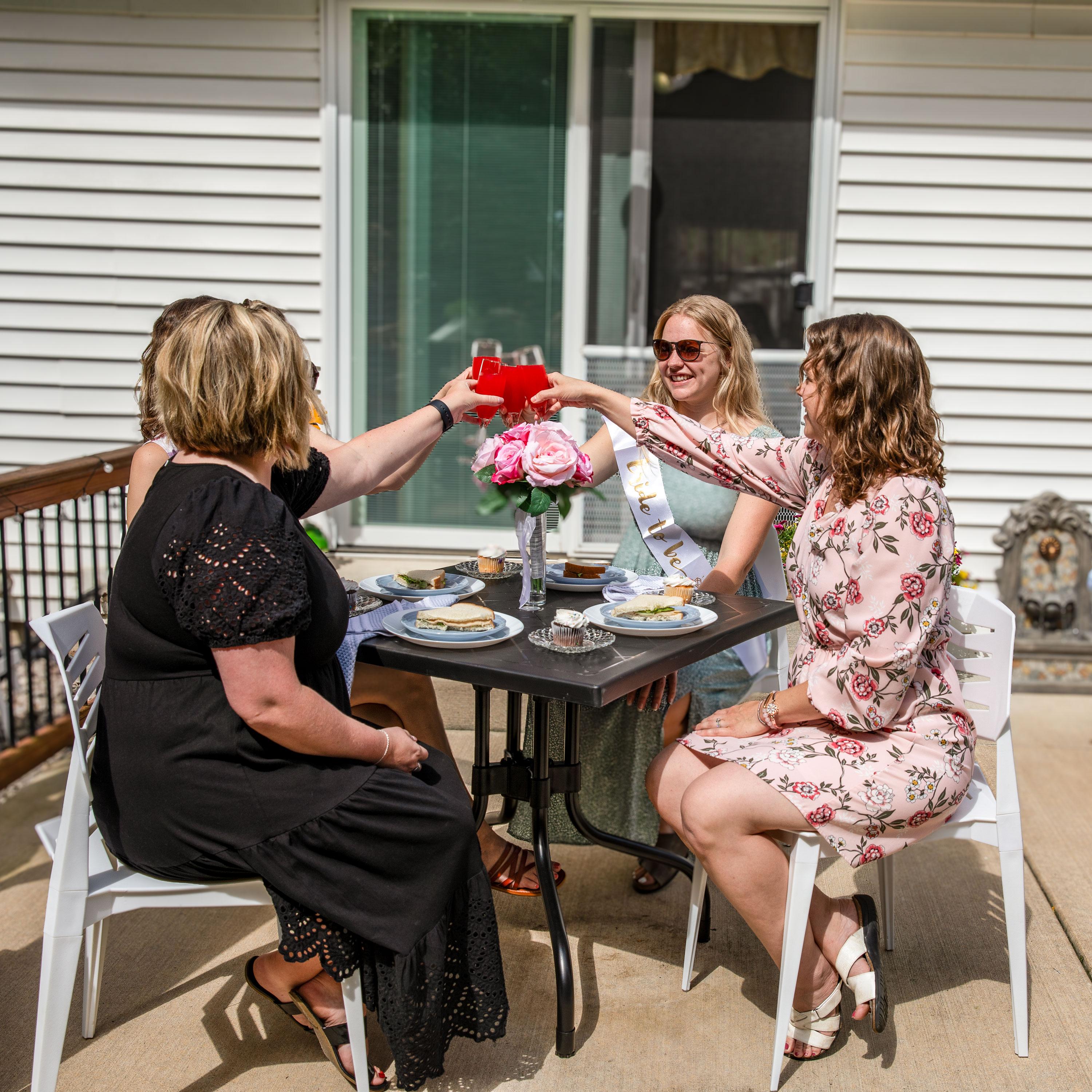 Sunnydaze Outdoor Square Polypropylene Top Dining Table with Curved Iron Legs - Black - 28.75"