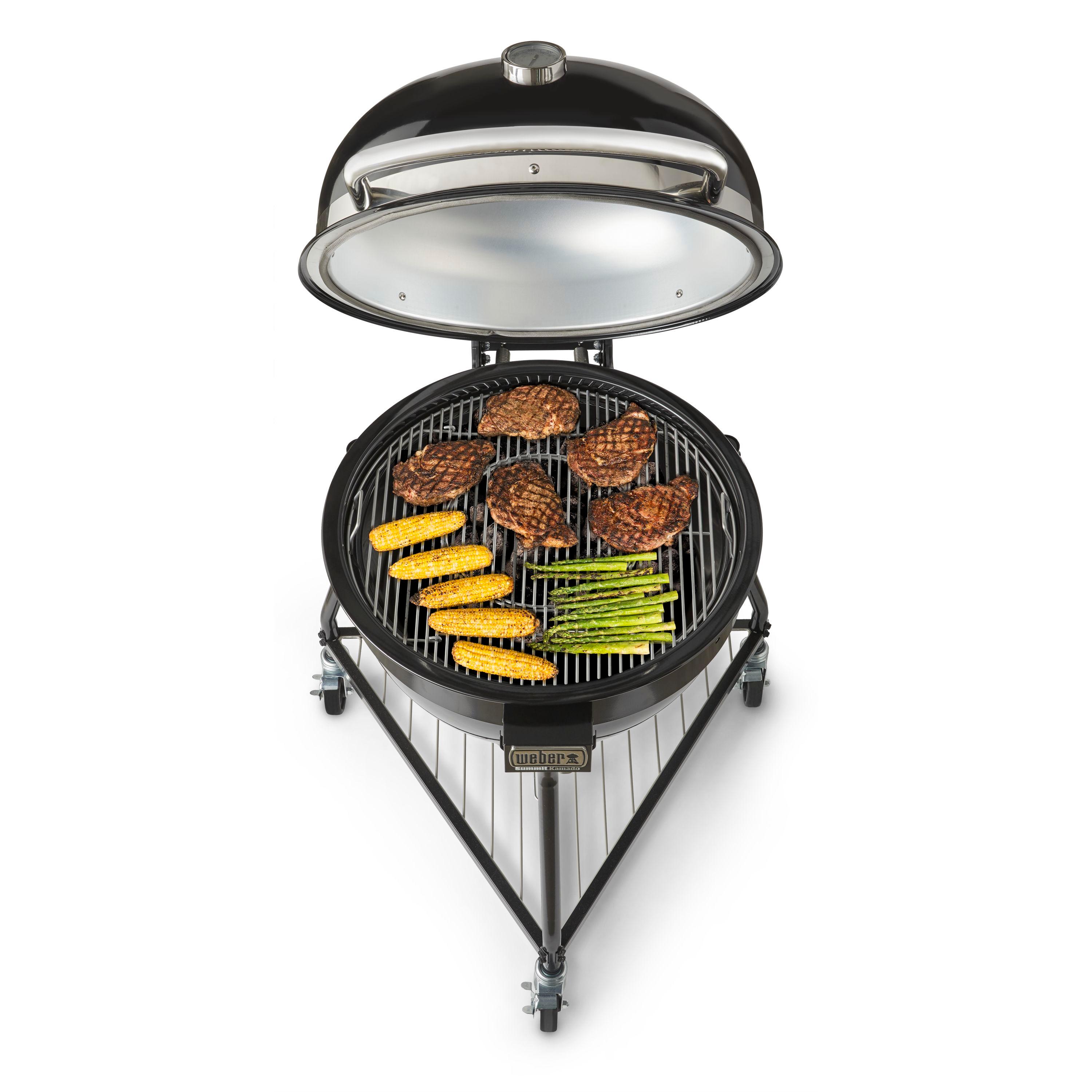 Weber Summit Kamado E6 Charcoal Grill w/Built In Stainless Steel Lid, Black