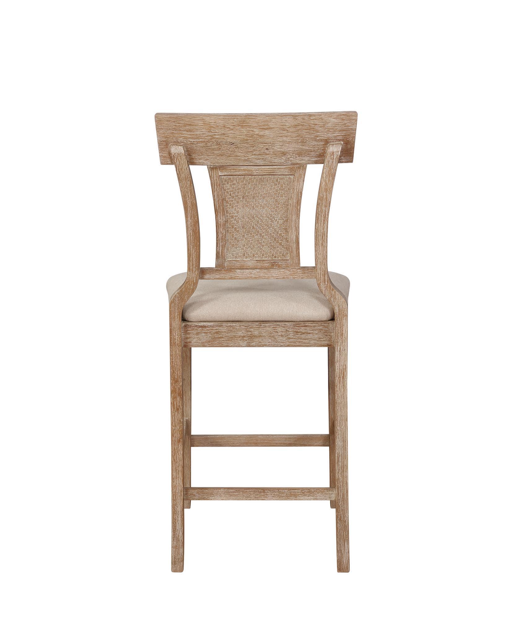 Rylan Handwoven Back Counter Height Barstool Natural - Linon: Upholstered, Wood Legs, 275lb Capacity