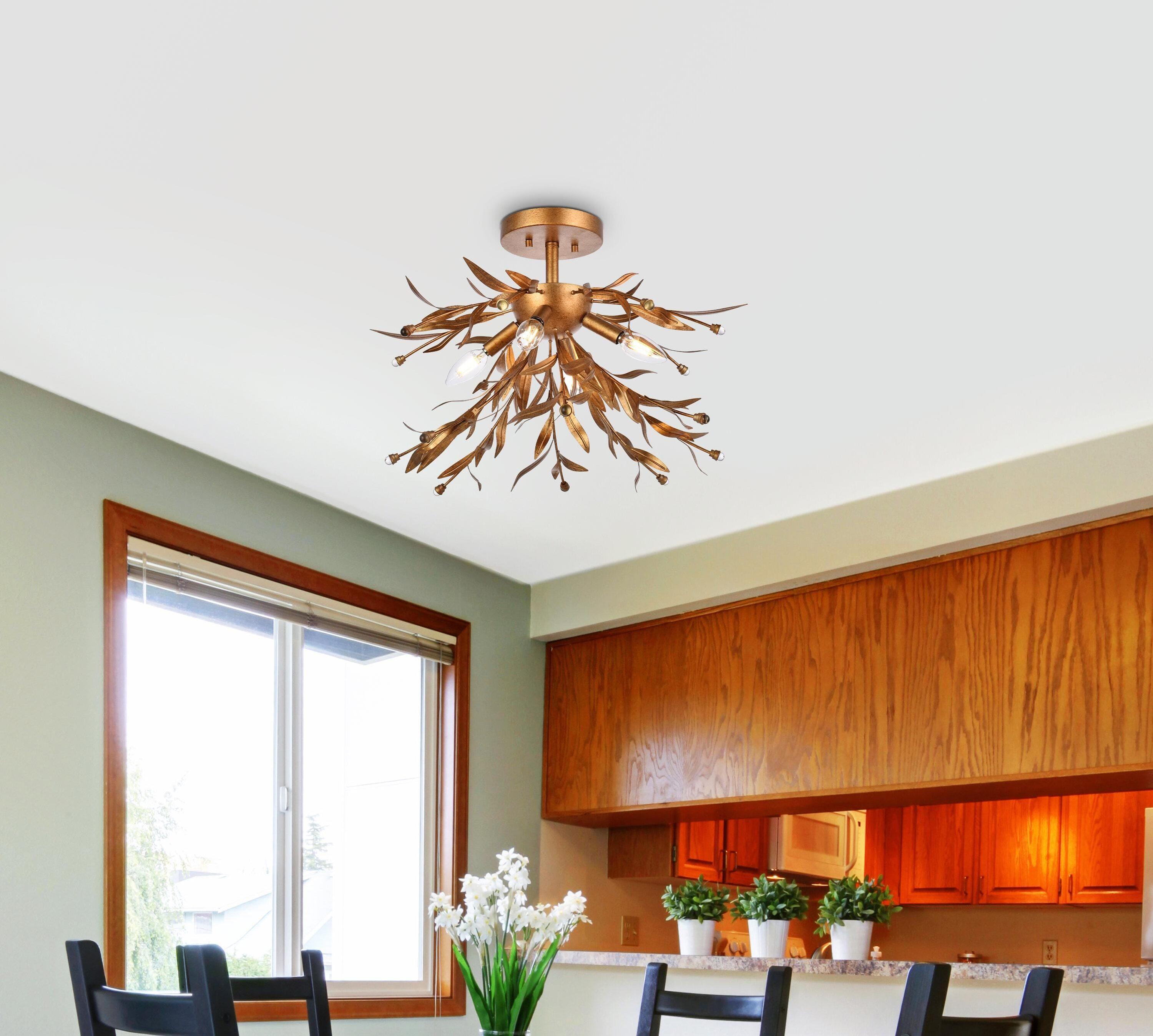 Elegant Lighting Priscilla 18.5 inch flush mount in gold leaf