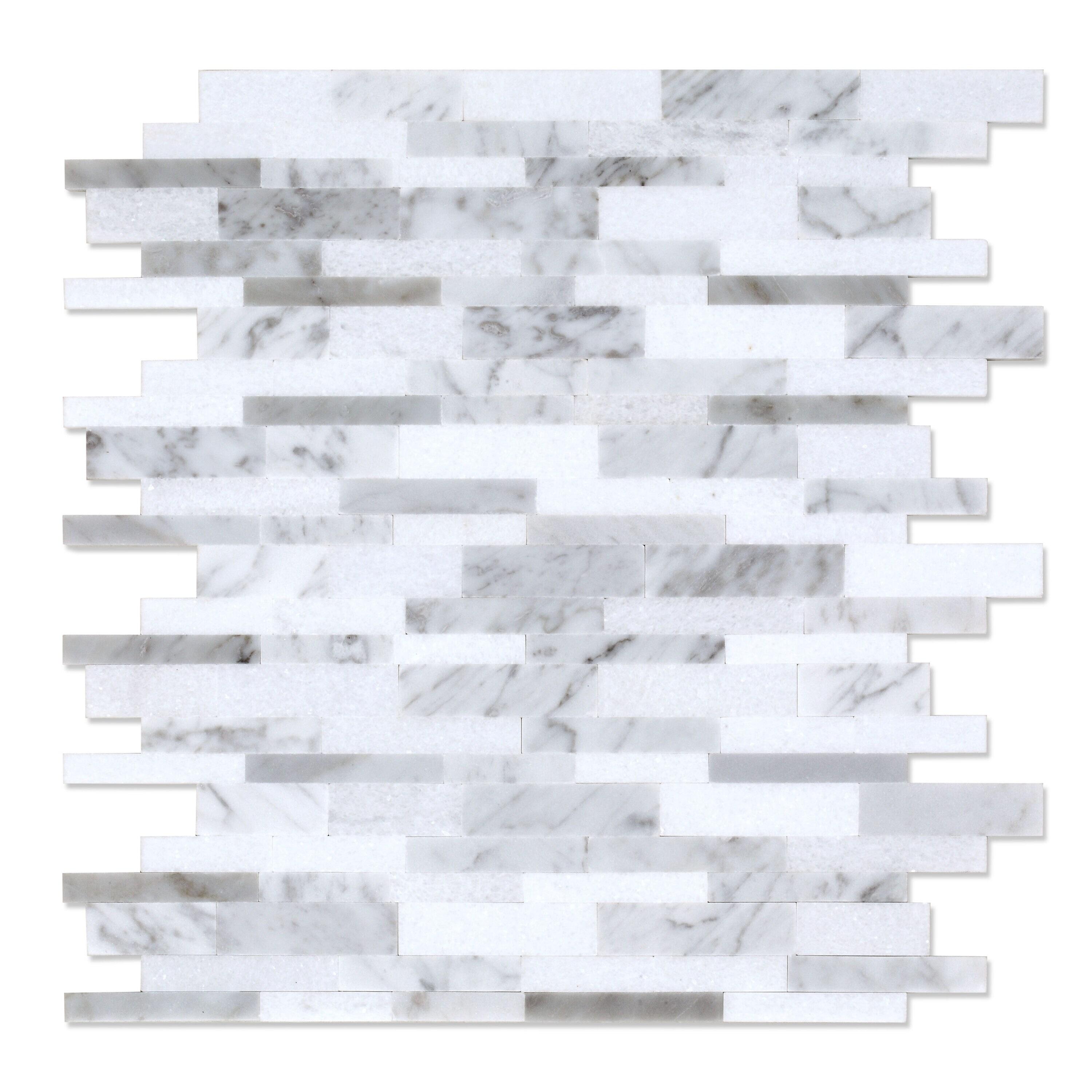 Gray Agate White and Gray 11.65 in. x 11.34 in. x 5 mm Stone Peel and Stick Wall Mosaic Tile (5.52 sq.ft. / case)