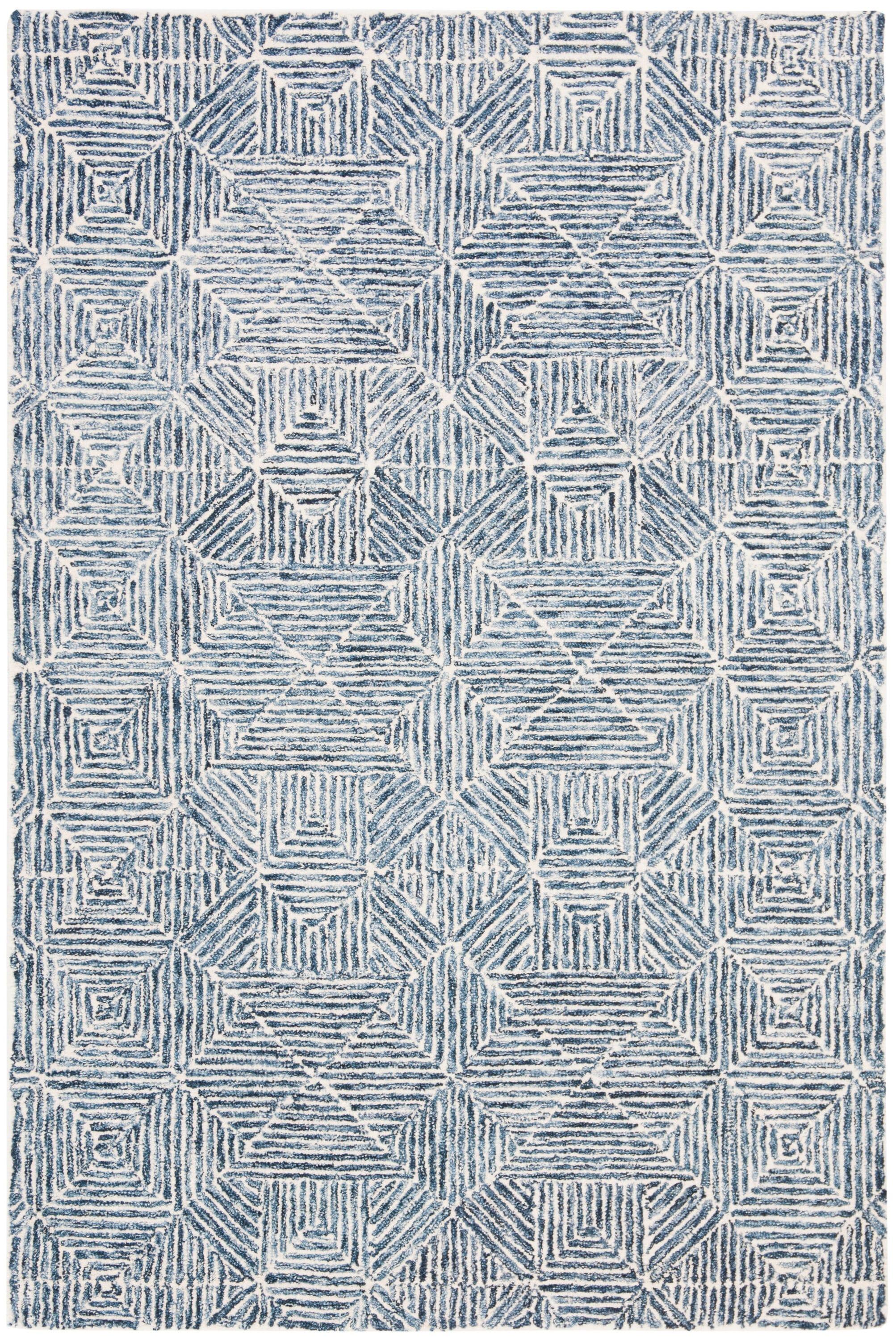 Abstract ABT763 Handmade Indoor Accent Rug - Blue/Ivory - 3'x5' - Safavieh