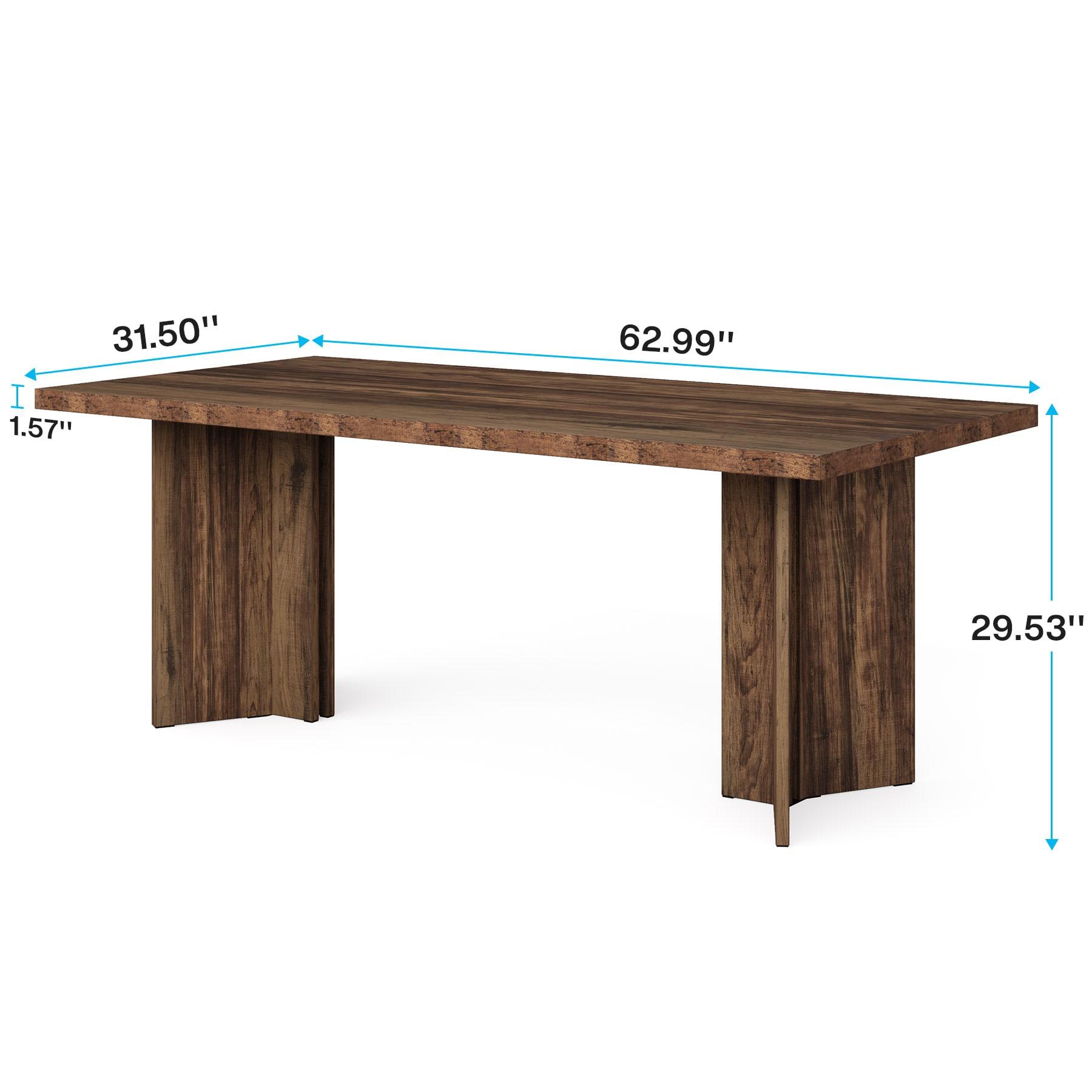 Tribesigns Dining Room Table for 4-6, 63" Farmhouse Wood Kitchen Table for Kitchen, Dark Brown