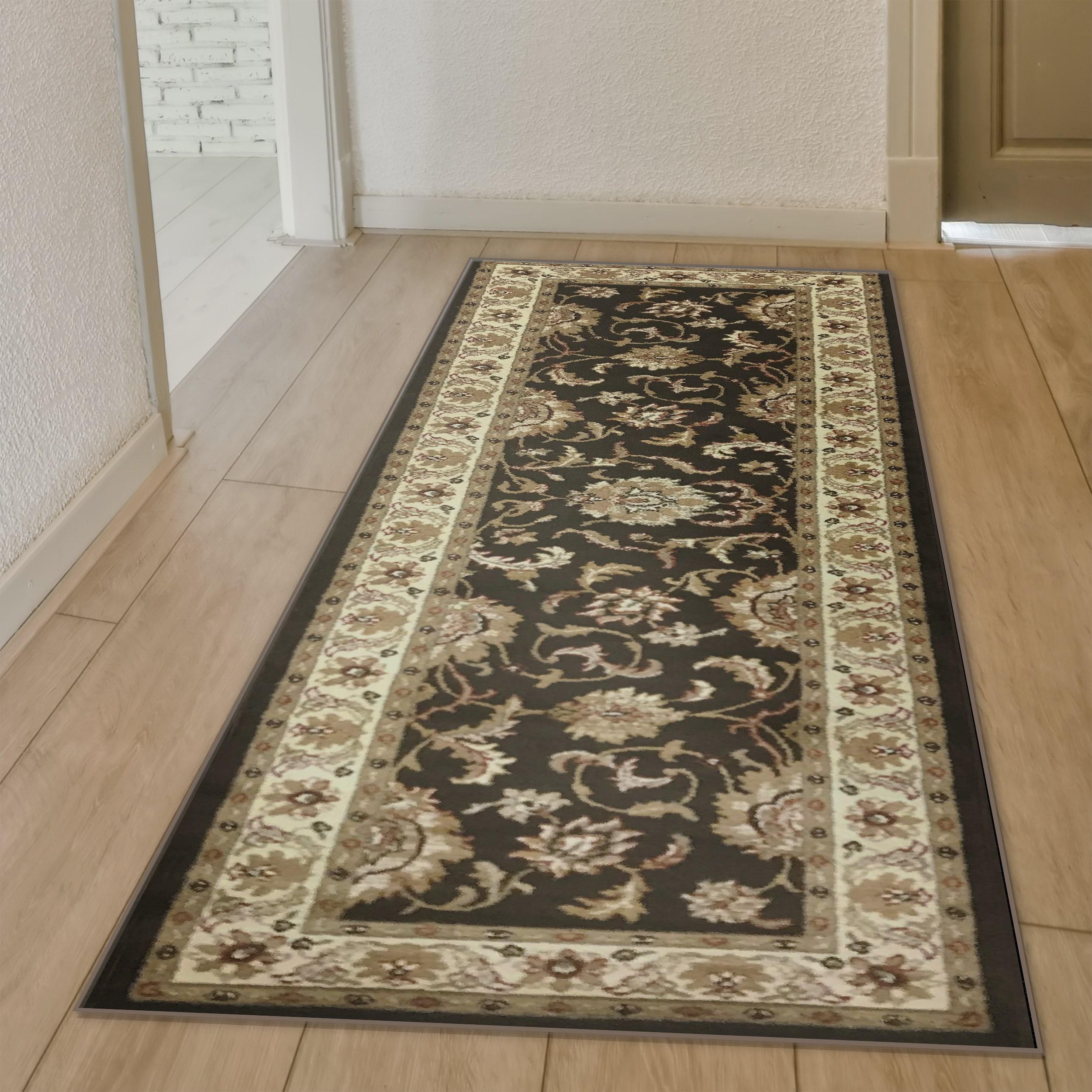 Como Traditional Brown Floral Synthetic 2x8 Runner Rug