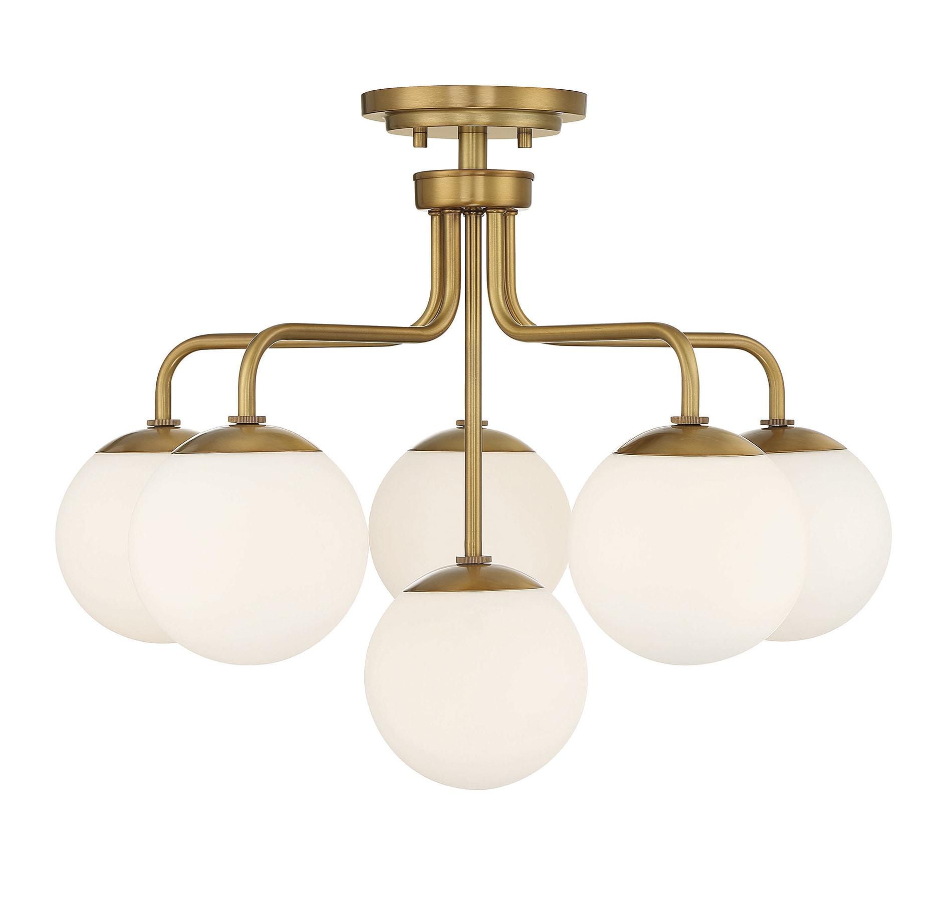 Warm Brass 6-Light Mid-Century Modern Globe Ceiling Light