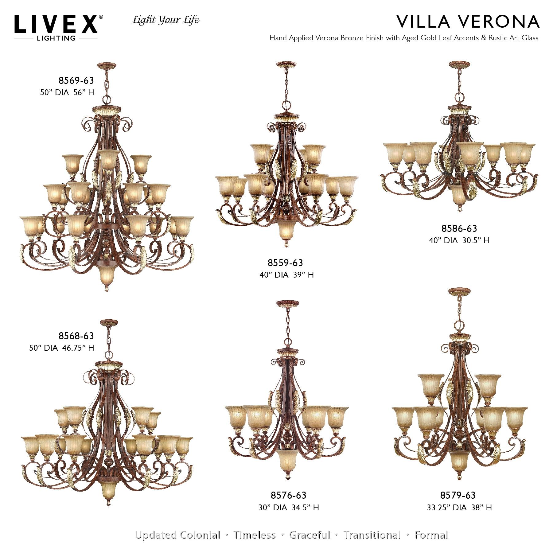 Livex Lighting Villa Verona 6 - Light Chandelier in  Verona Bronze/Aged Gold Leaf