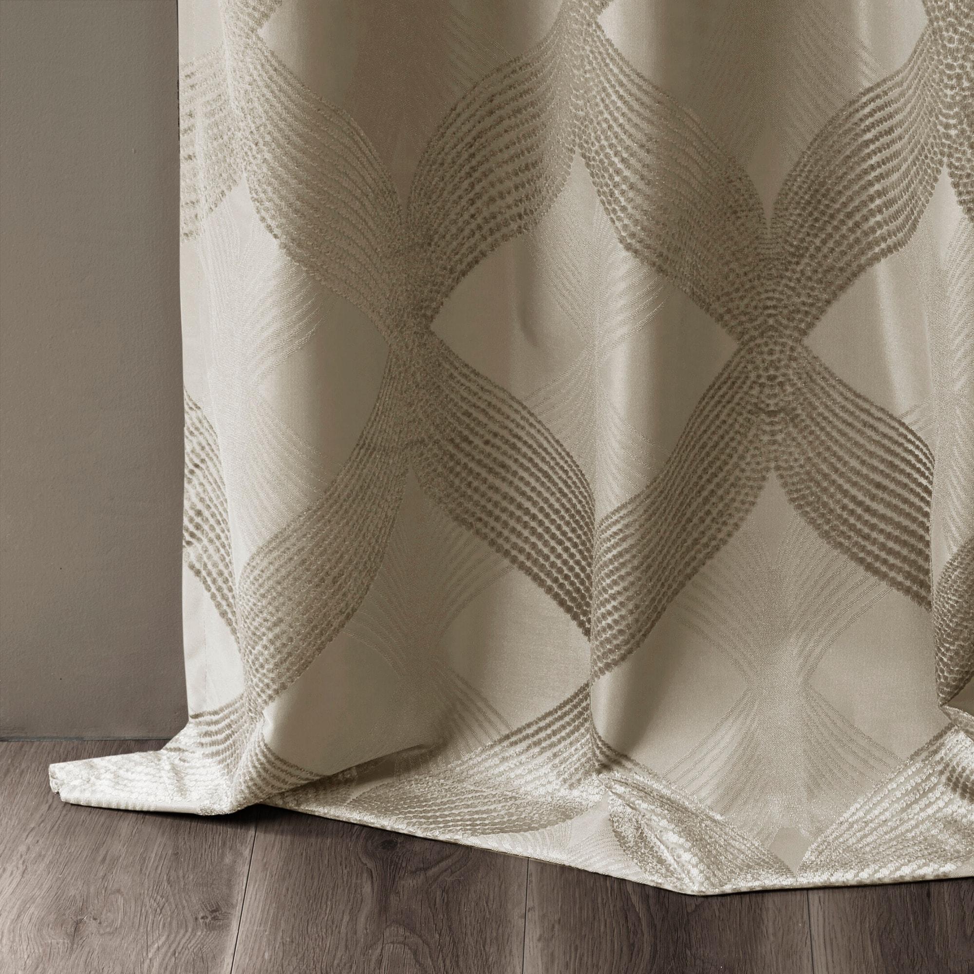 Madison Park Bentley Ogee Knitted Jacquard Geometric Total Blackout Single Curtain Panel