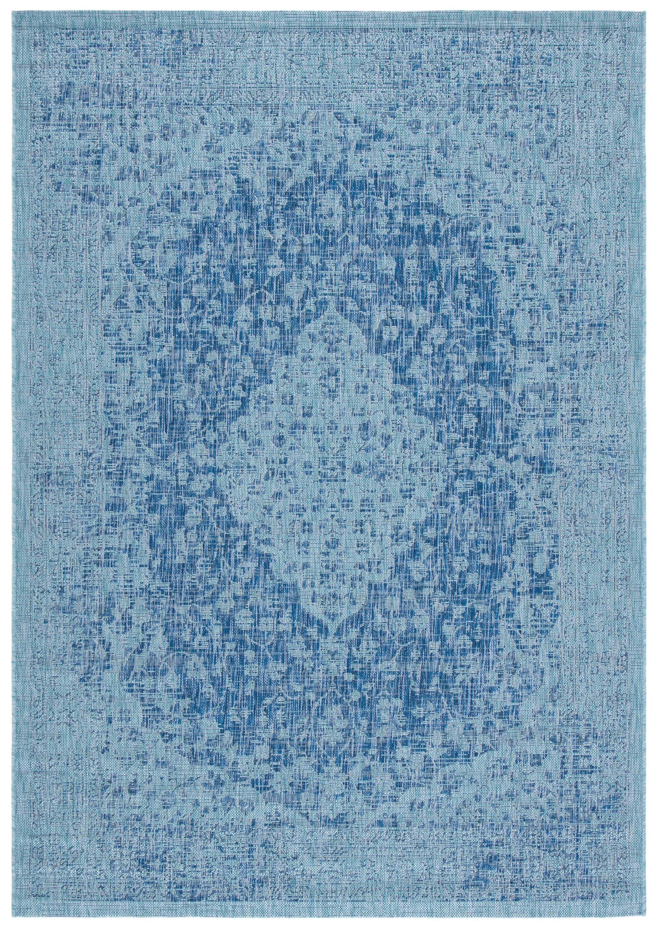 Courtyard CY8720 Power Loomed Indoor/Outdoor Area Rug - Navy/Aqua - 8'x10' - Safavieh.